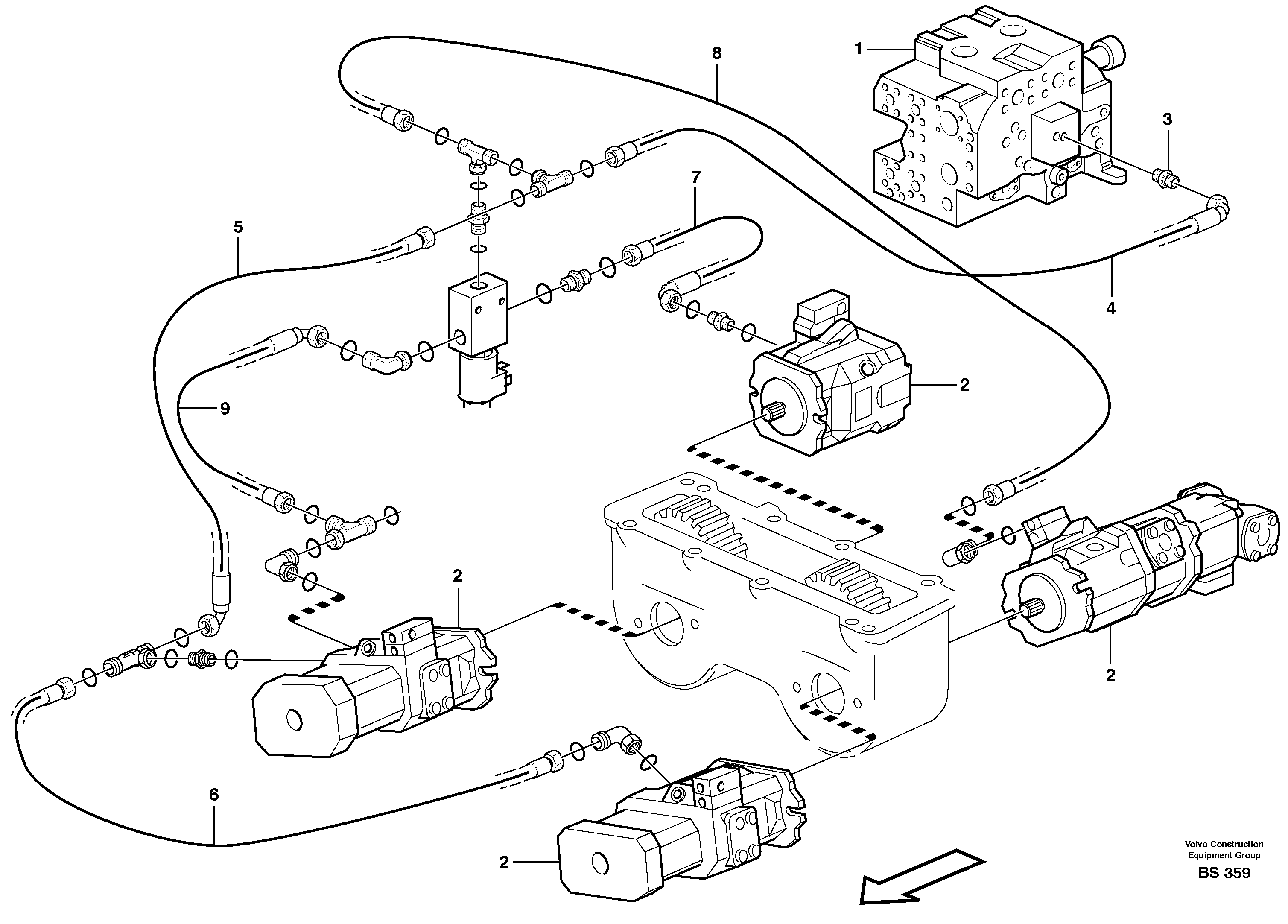 Hydraulic system, motor unit  SER NO - 11917, - 71195 BRA — volvo parts diagram