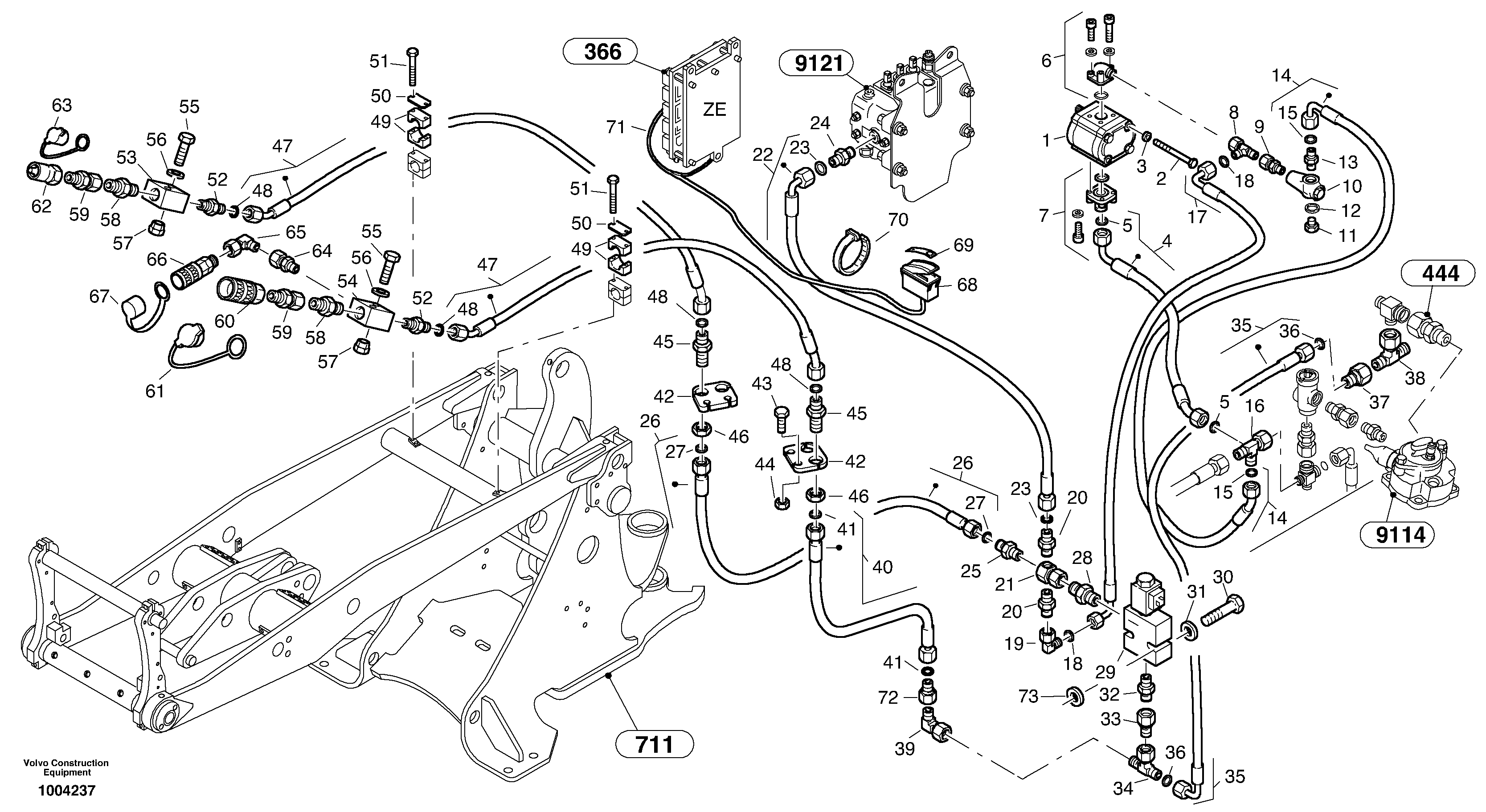 Auxil. pump with lines — volvo parts diagram