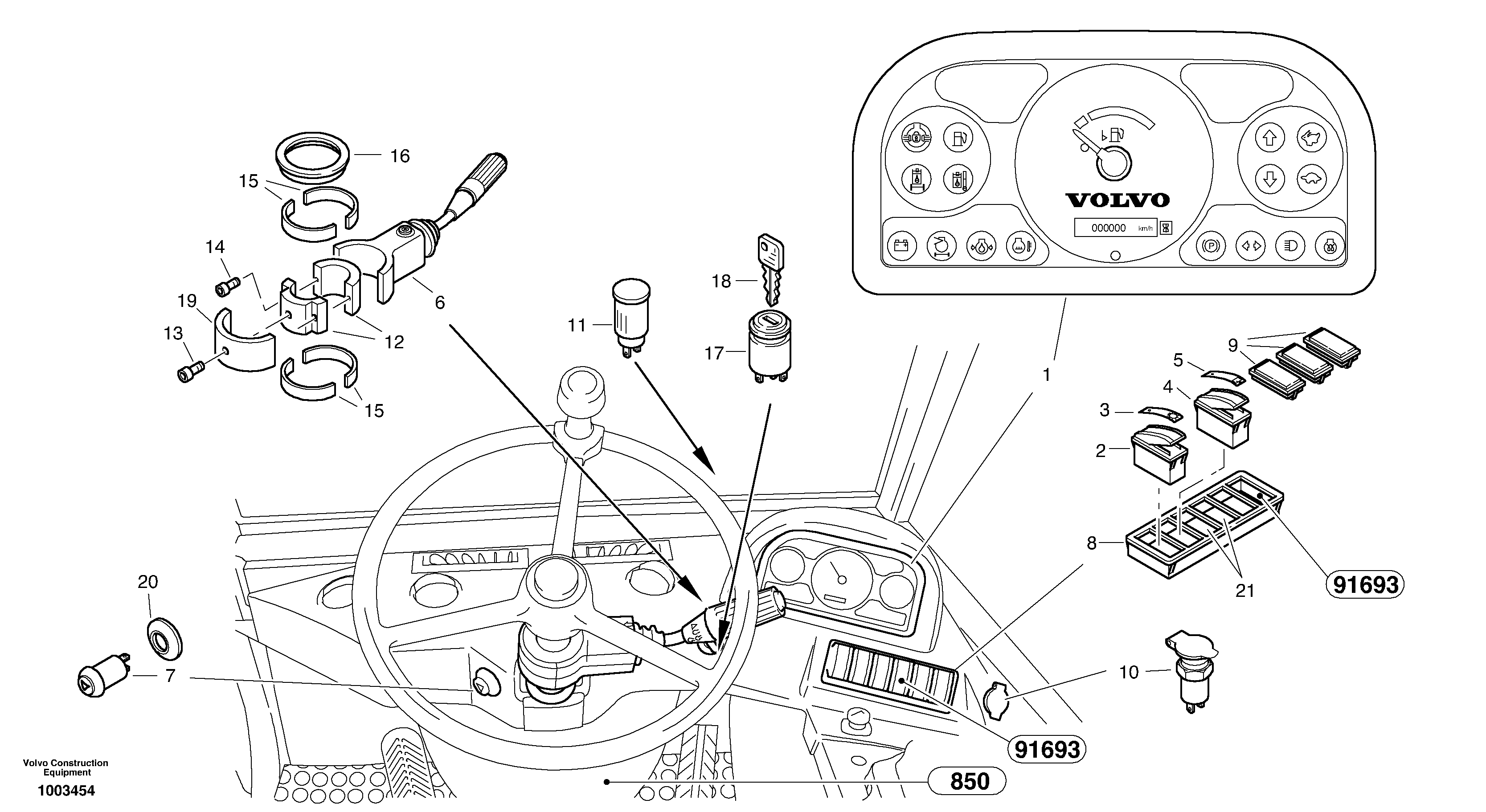 Instruments panel — volvo parts diagram