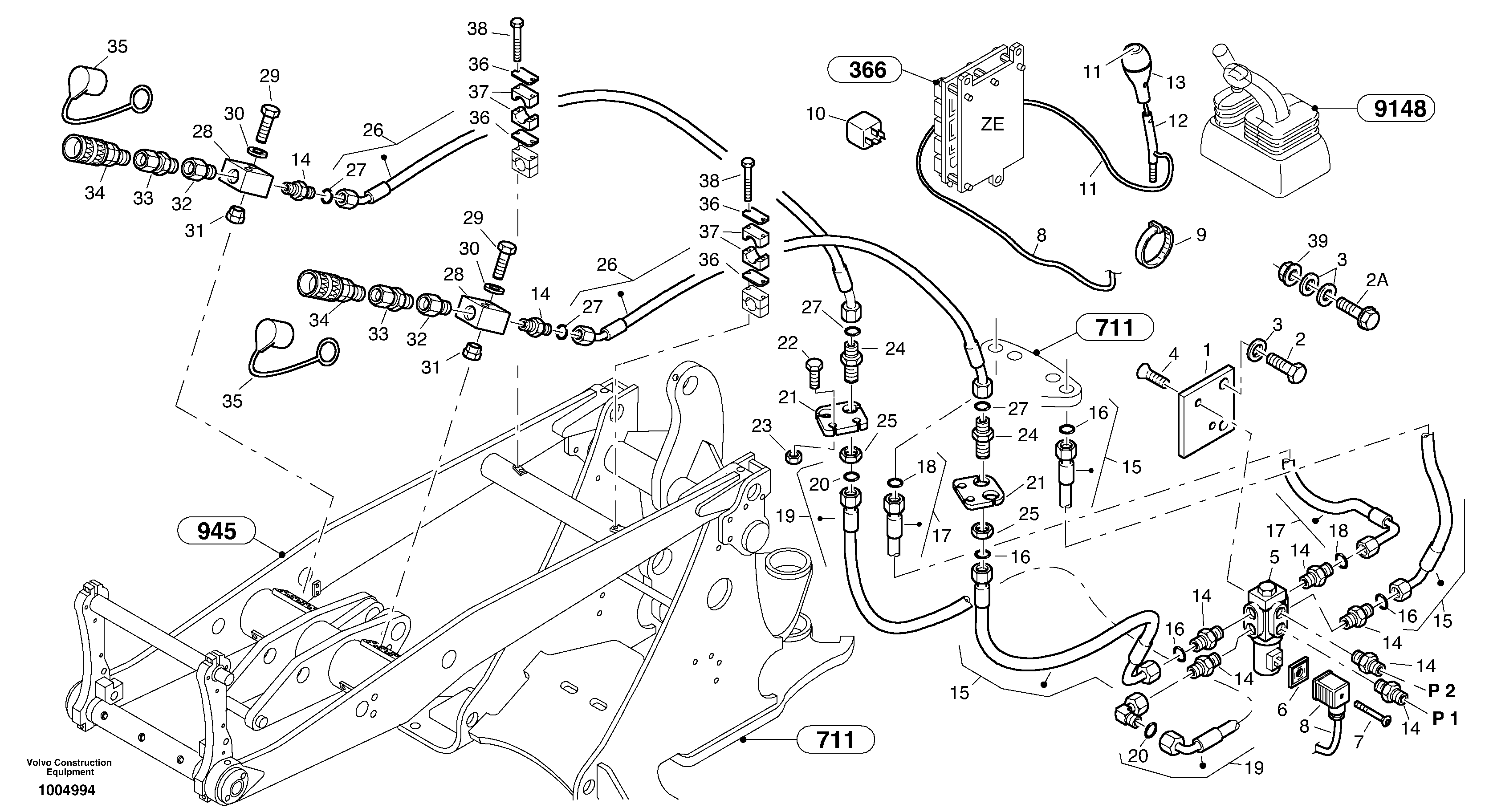 Hydraulic function - Nr. 4 — volvo parts diagram