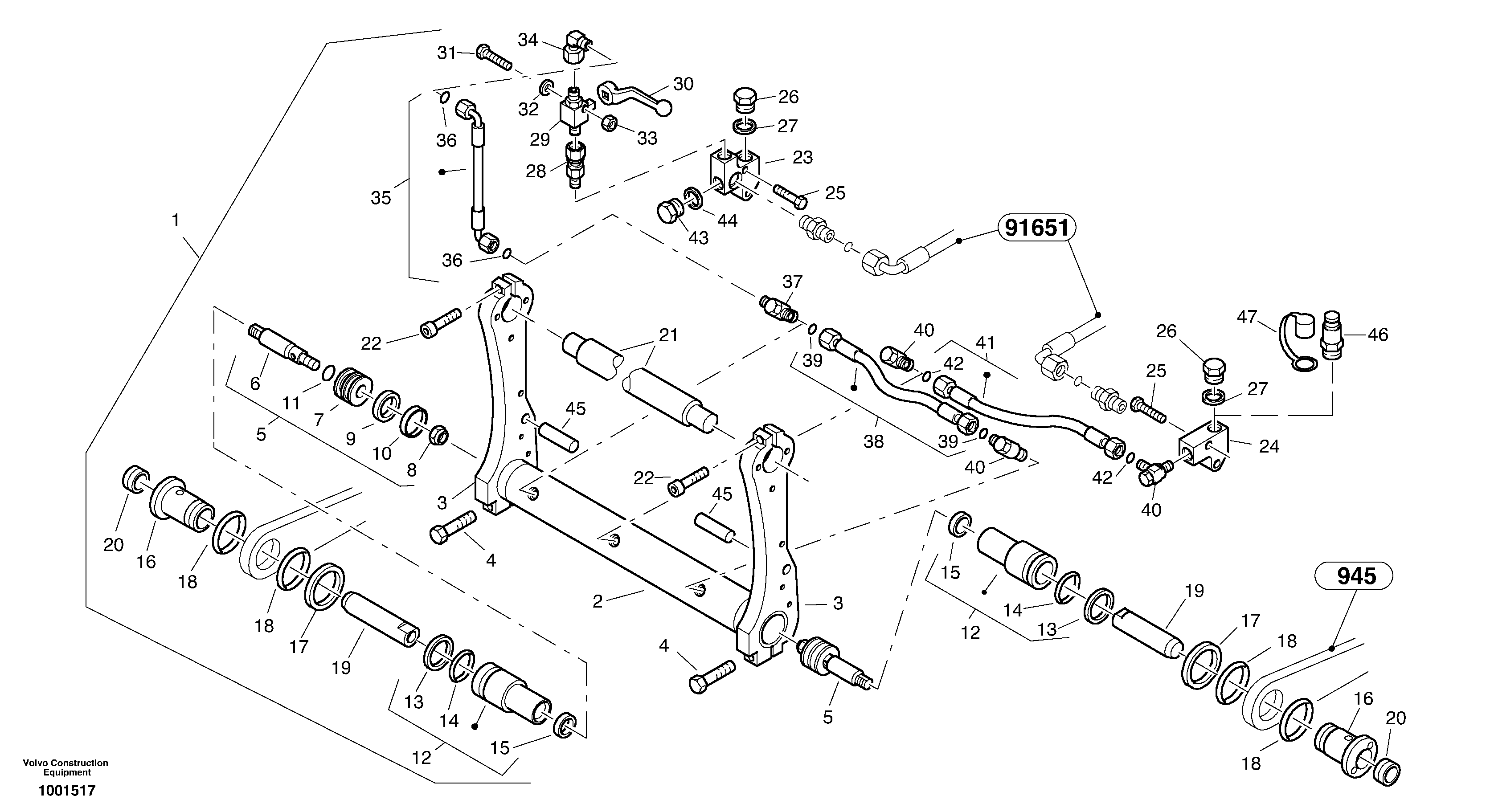Attachment mounting plate - Quick change, hydraulic — volvo parts diagram