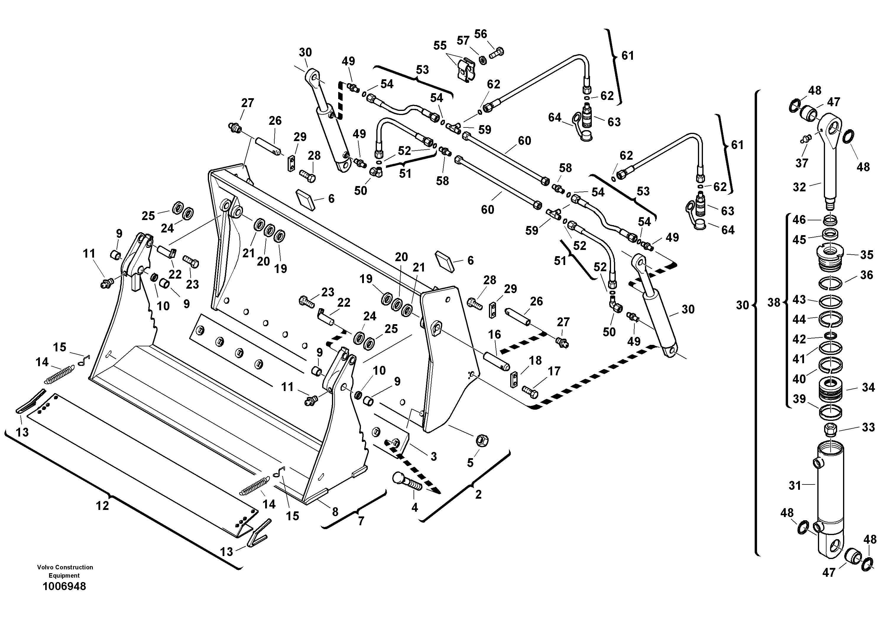 Shutter bucket without teeth — volvo parts diagram