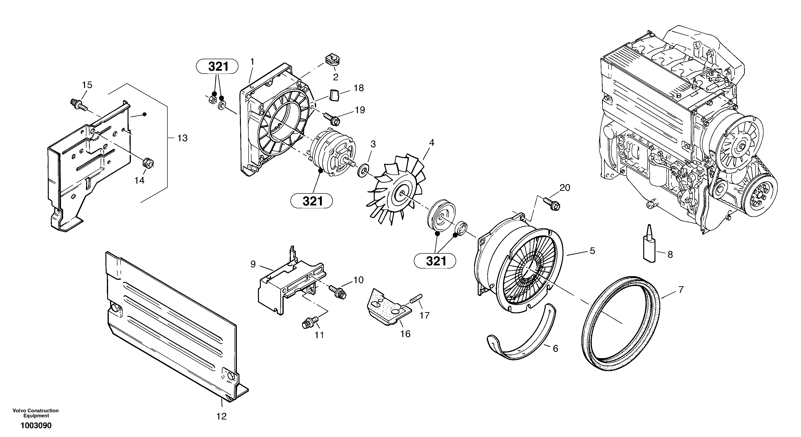Fan, Blower casing — volvo parts diagram