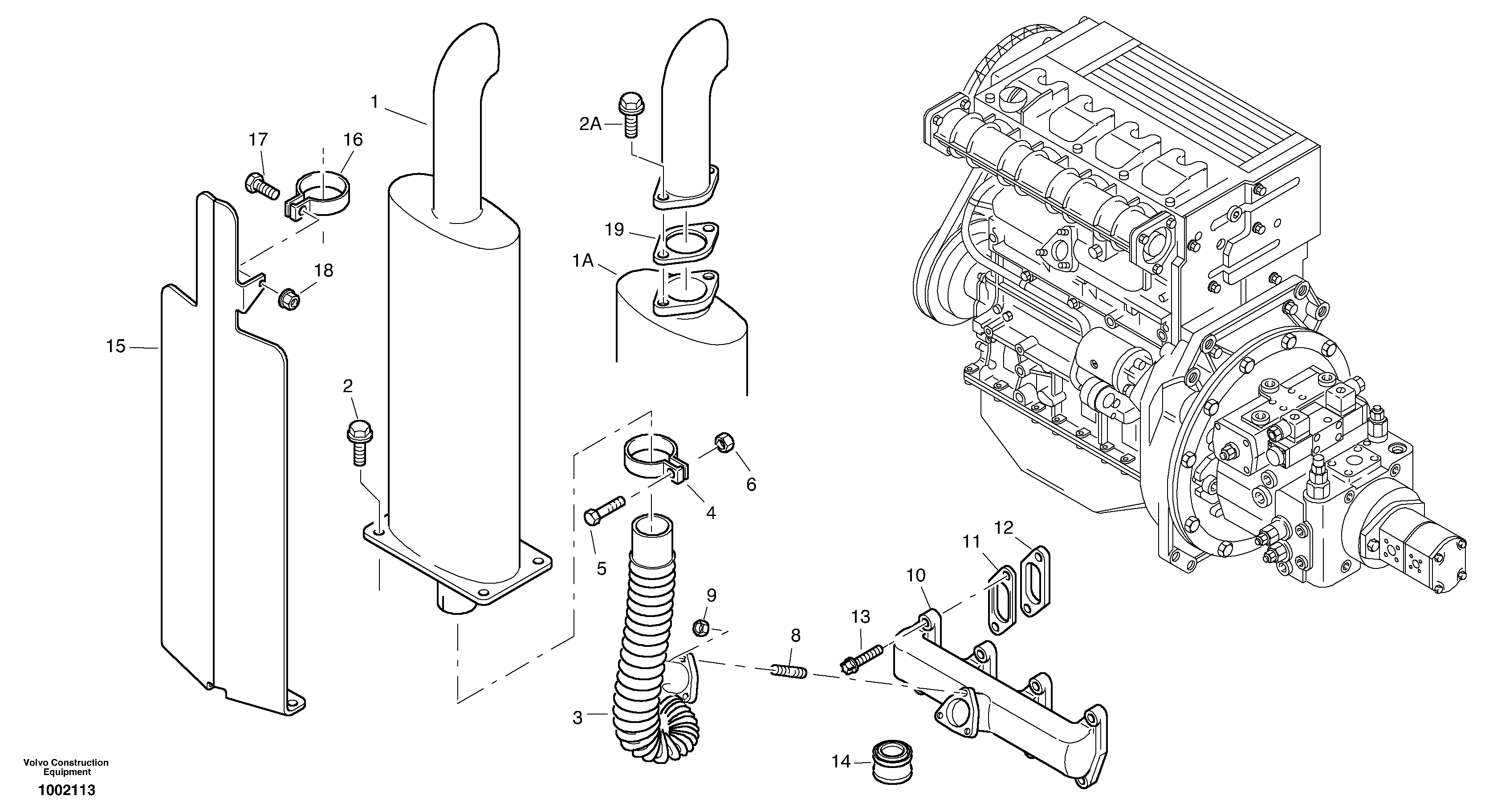 Exhaust system — volvo parts diagram