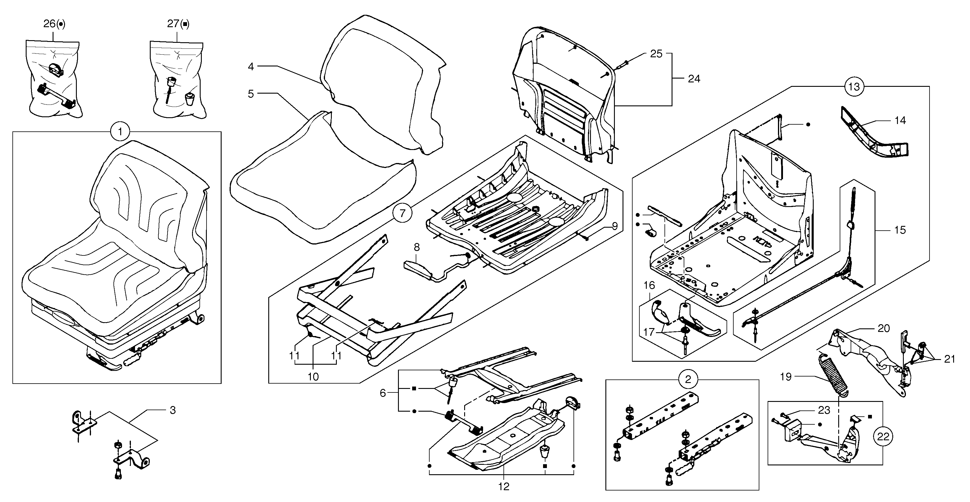 Suspended seat — volvo parts diagram