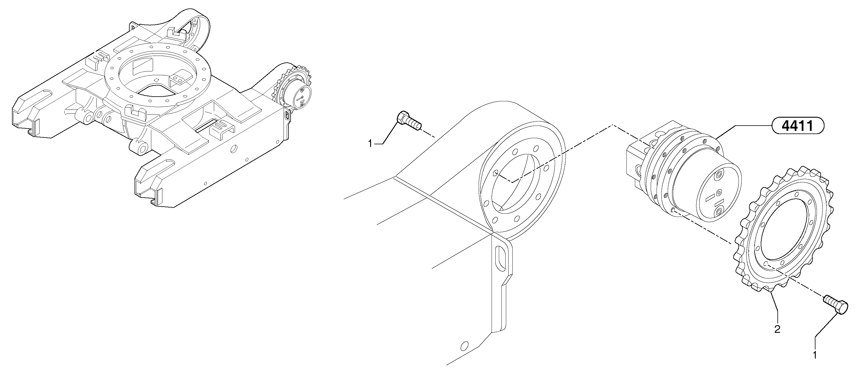 Travelling gear motor assy / sprocket — volvo parts diagram