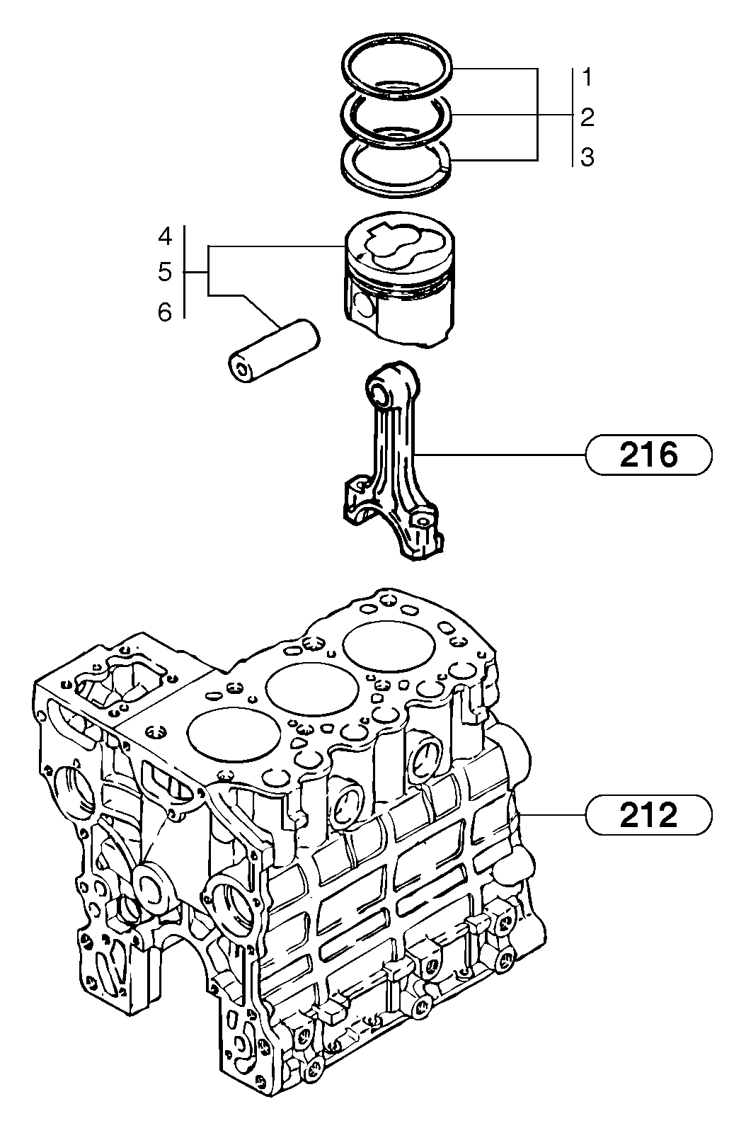 Pistons L3E2-64ESA — volvo parts diagram