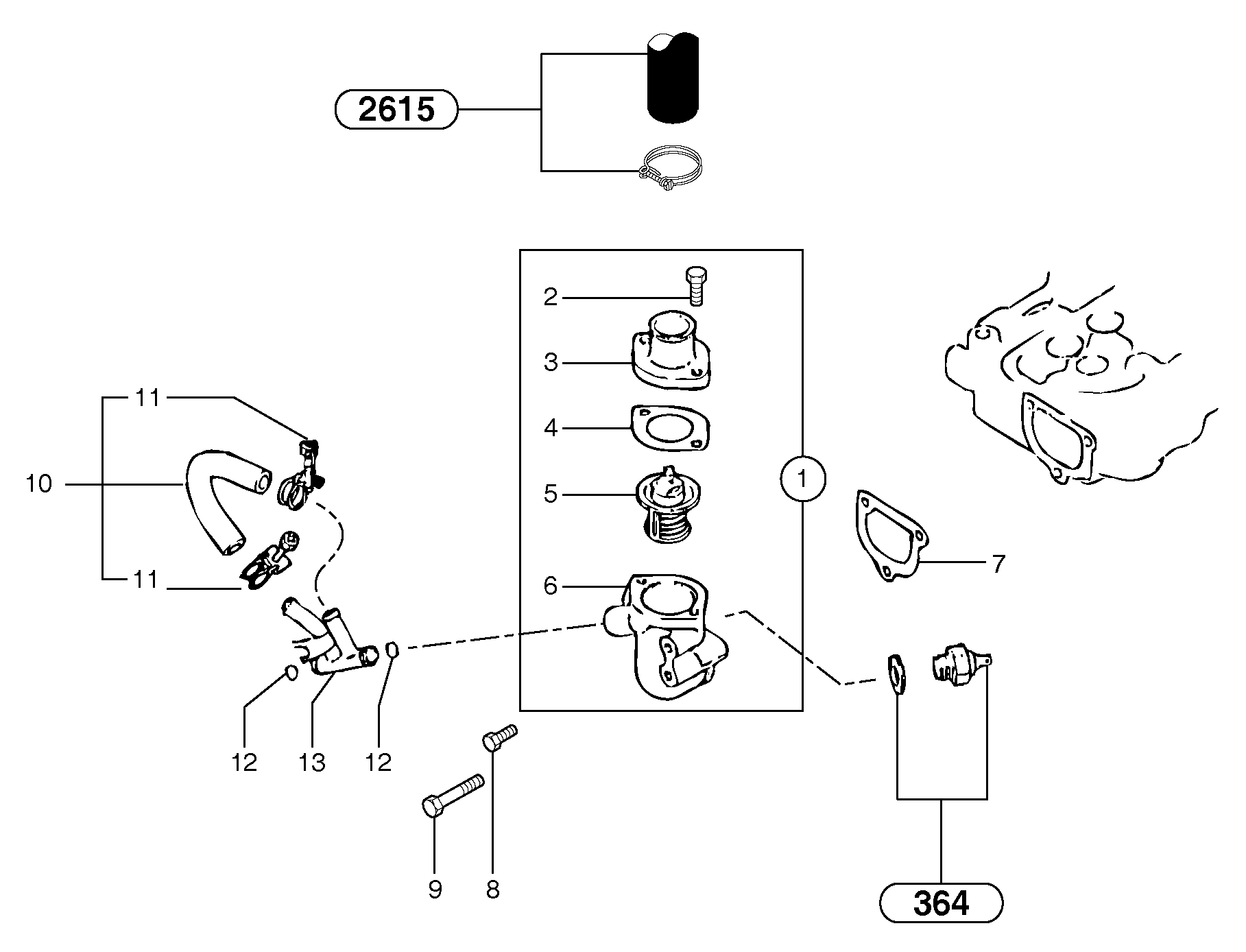 Thermostat — volvo parts diagram