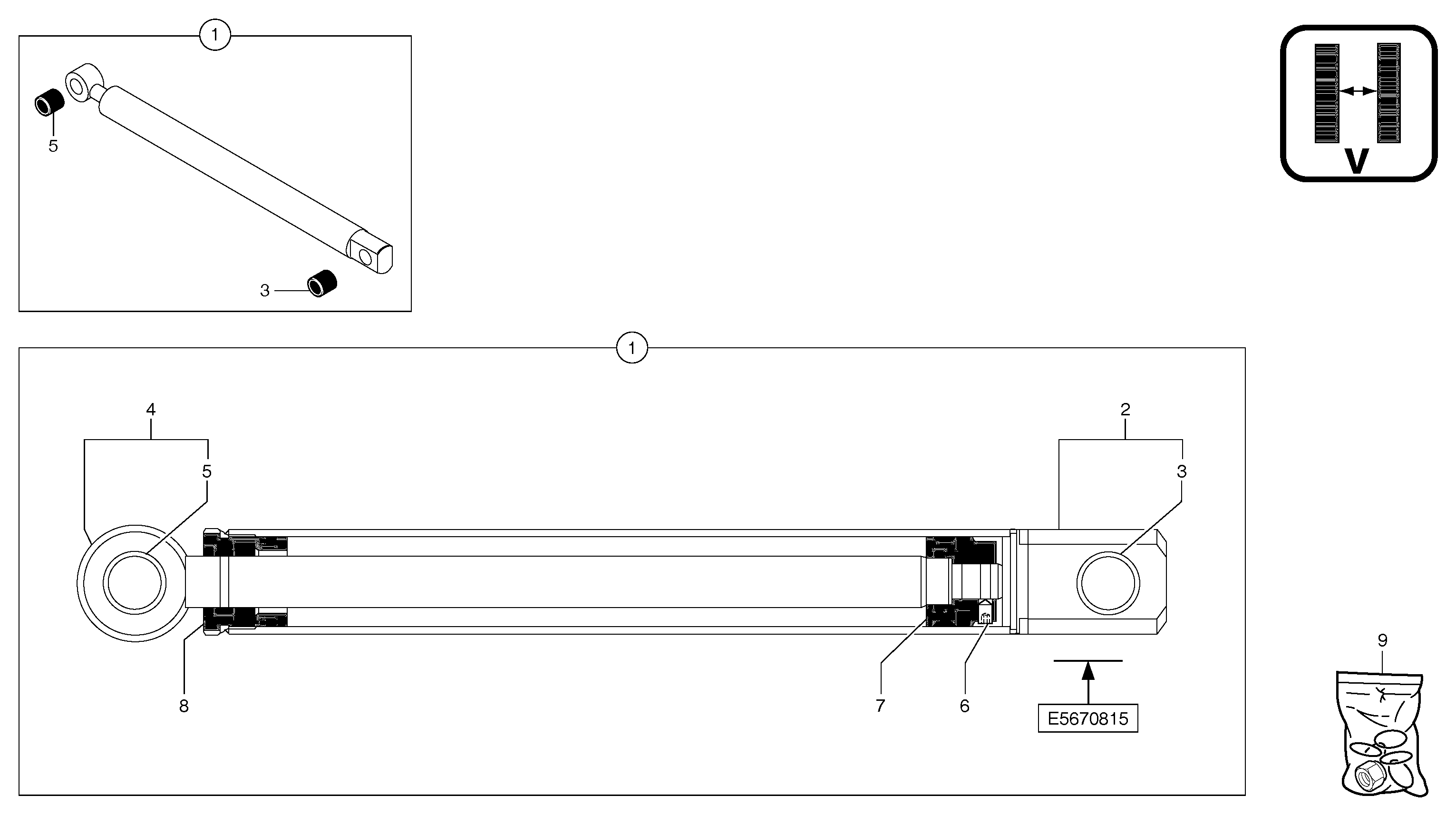 Variable track cylinder S/N41650-S/N41652 — volvo parts diagram