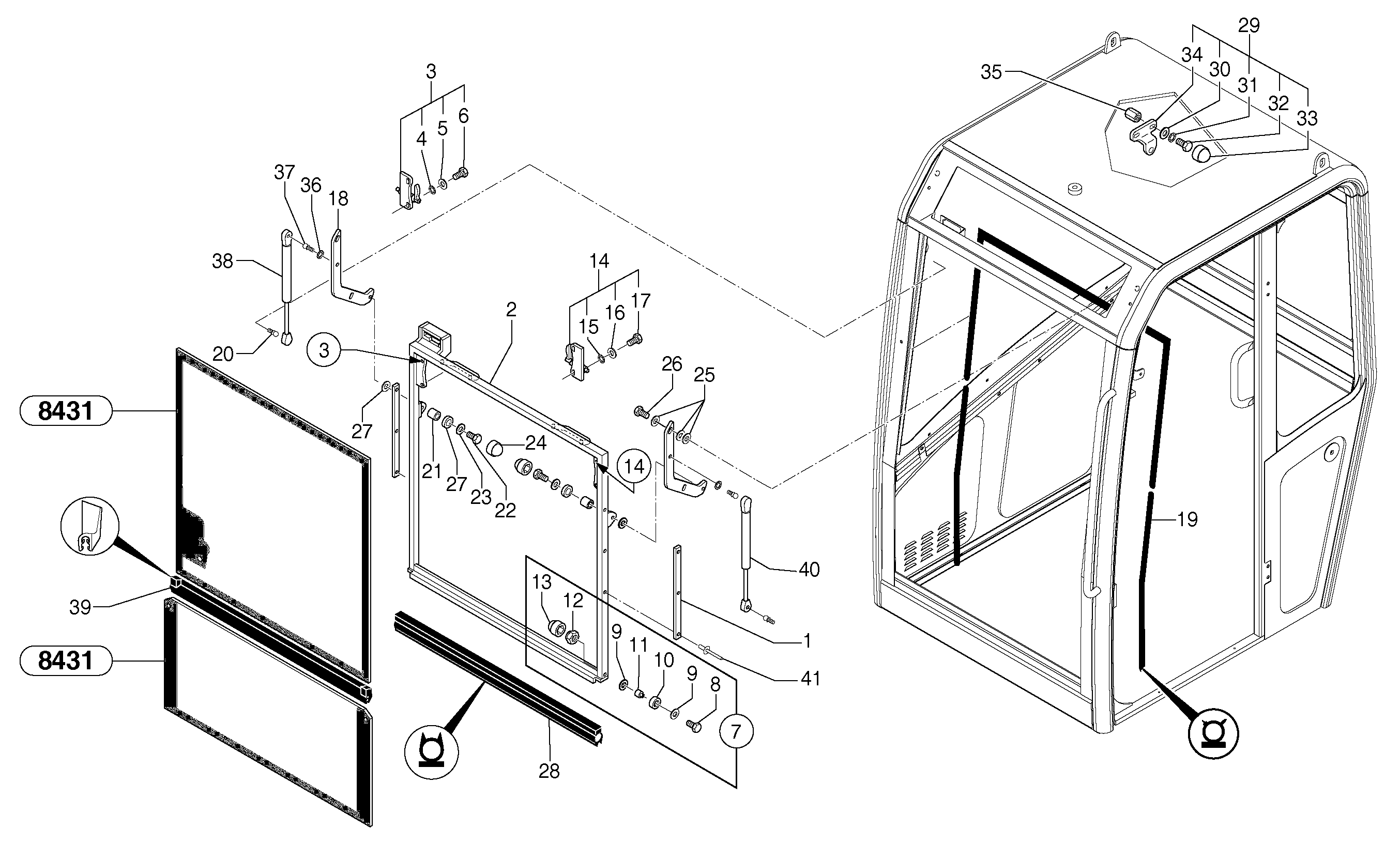 Cab : sliding window ( front ) CAB 20/01/001 - — volvo parts diagram