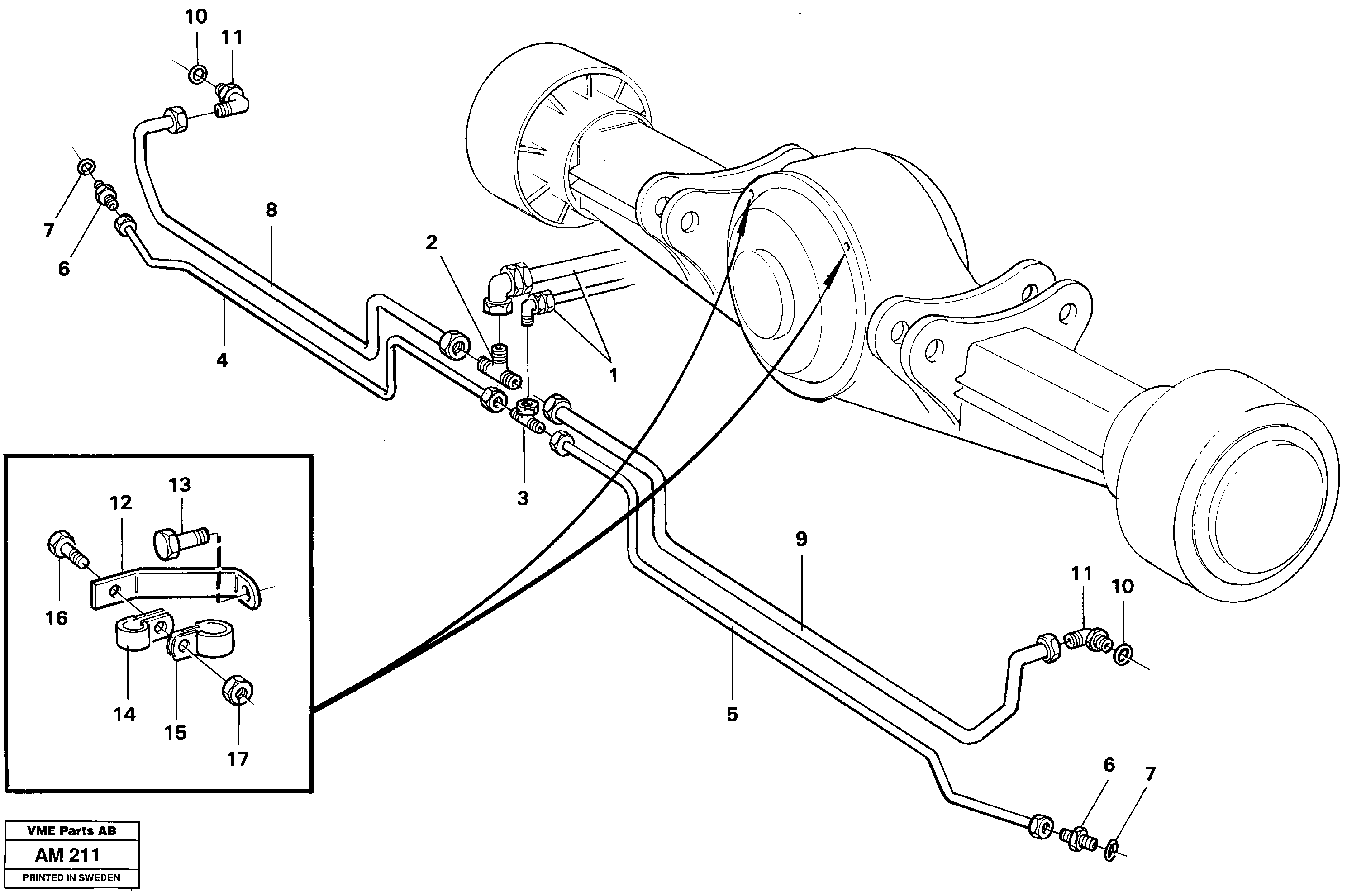 Brake cooling system: rear lines — volvo parts diagram