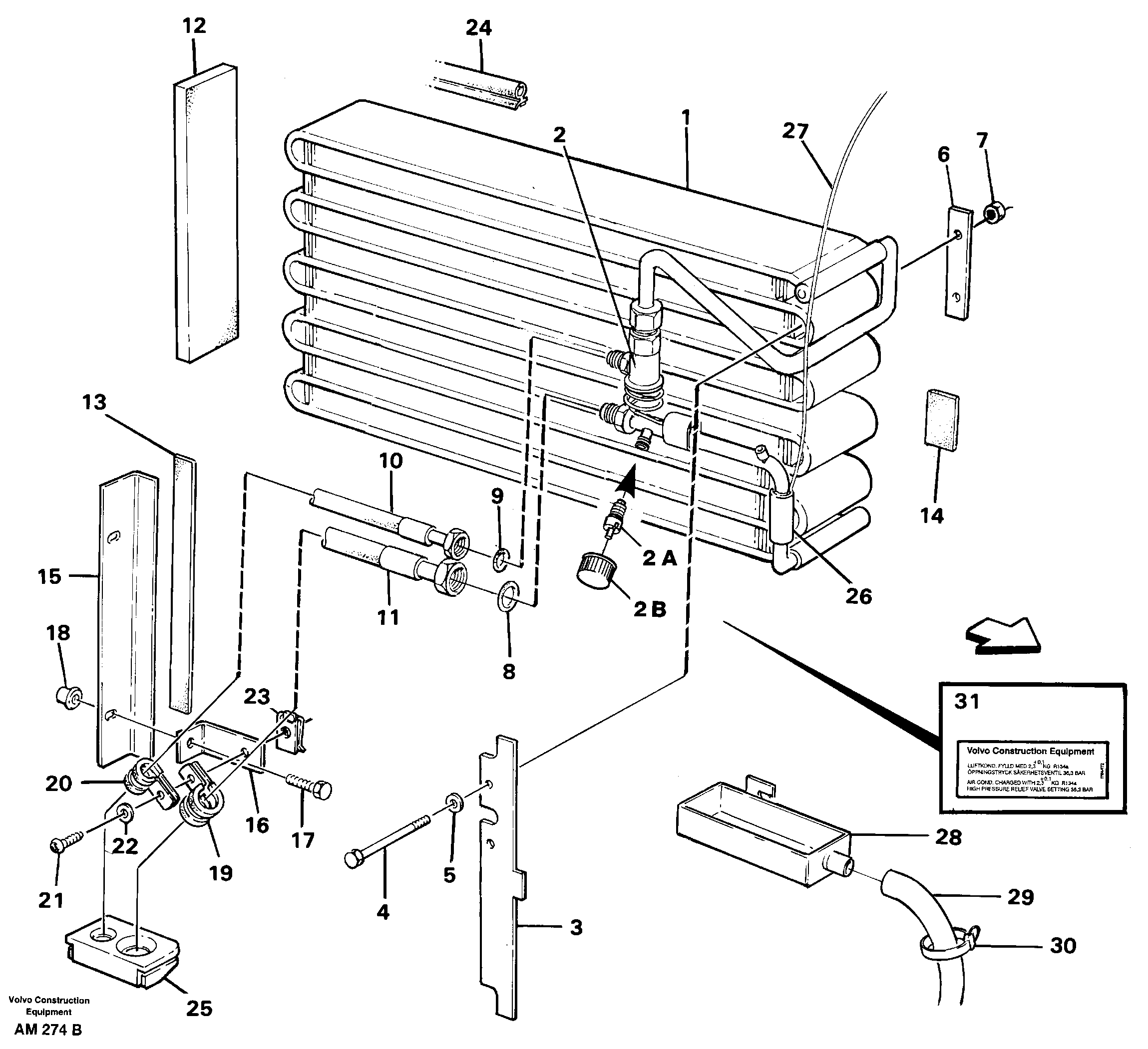 Evaporator, assembly — volvo parts diagram