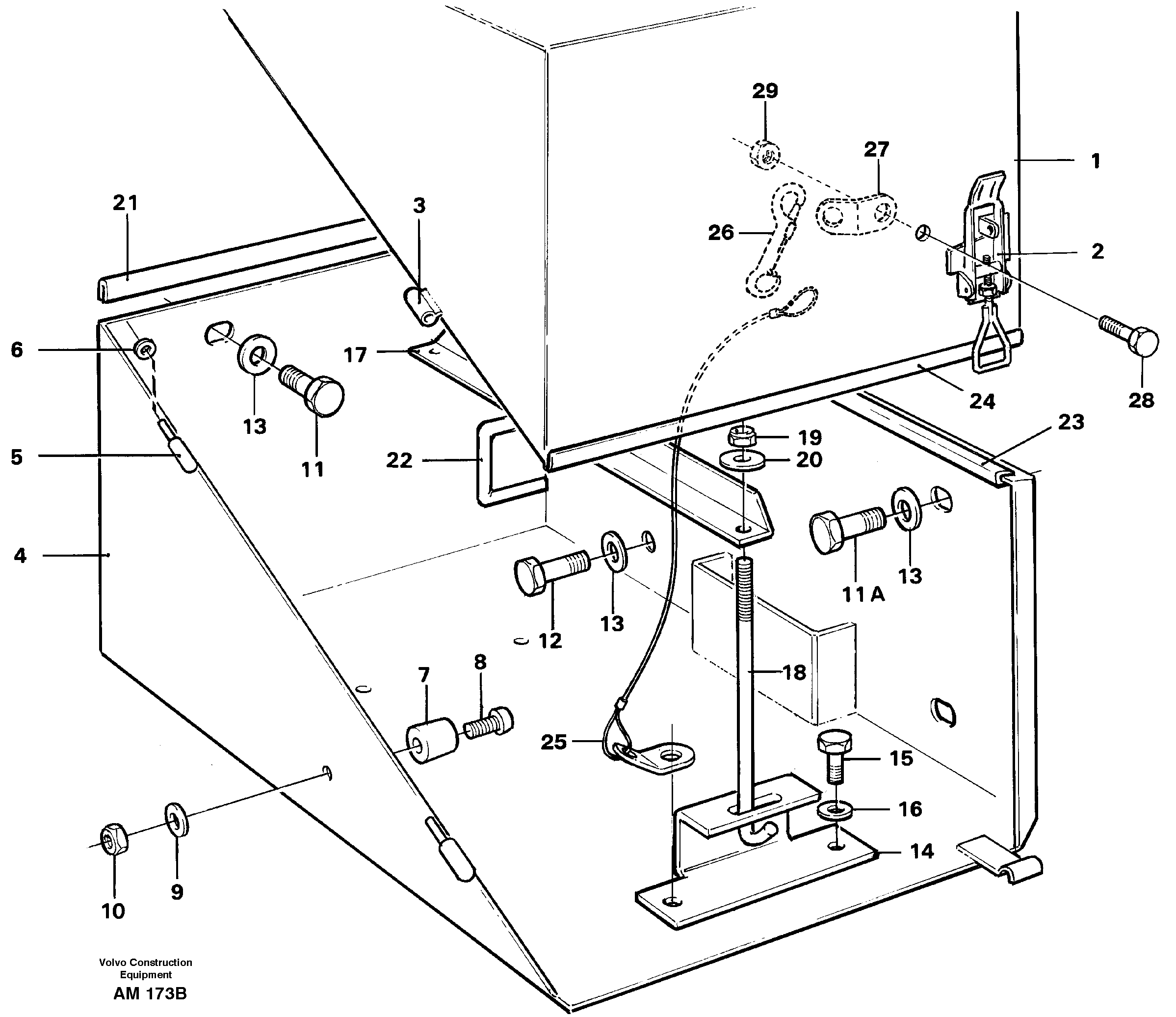 Battery box with fitting parts — volvo parts diagram