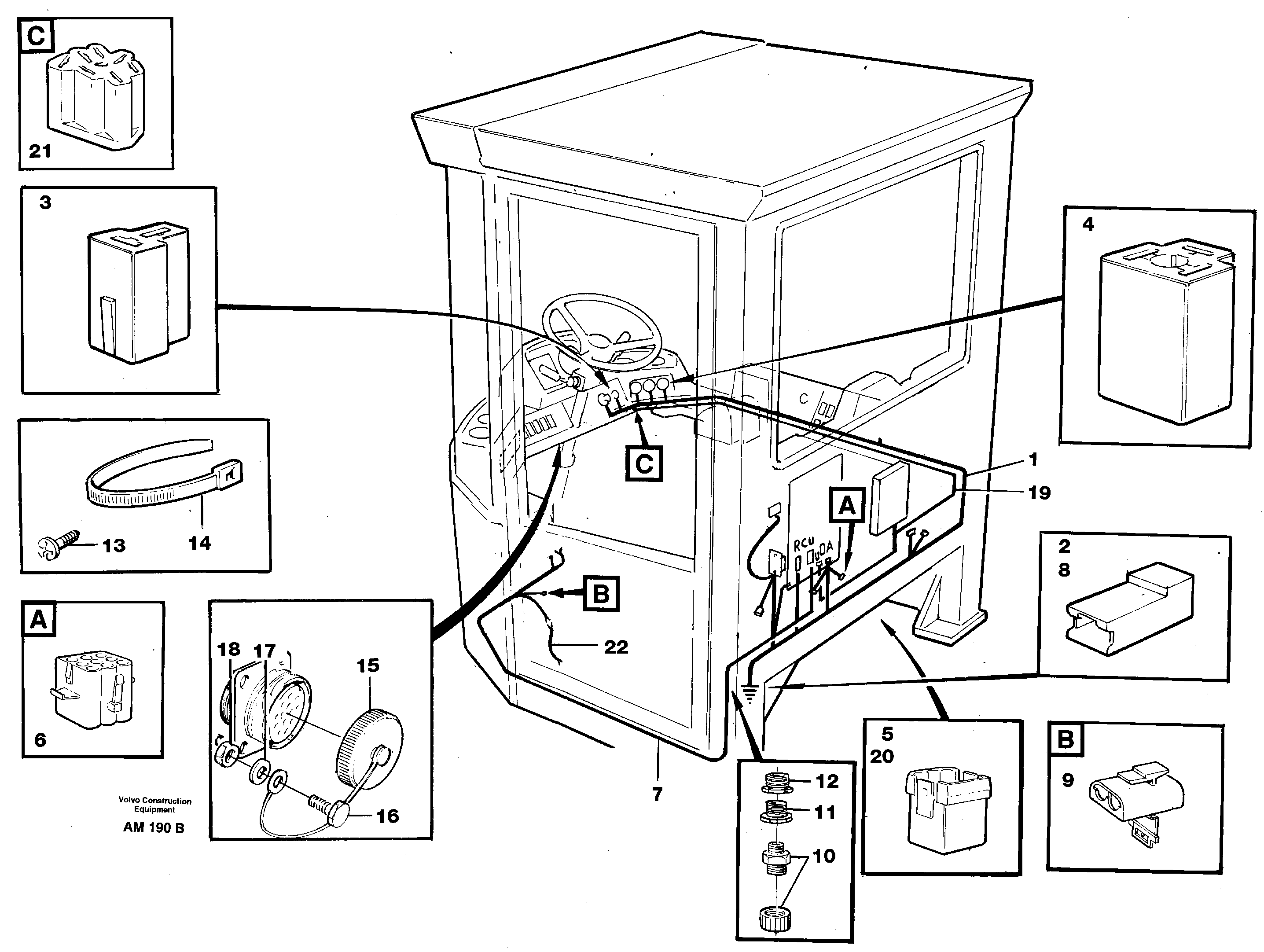 Cable harnesses, cab — volvo parts diagram