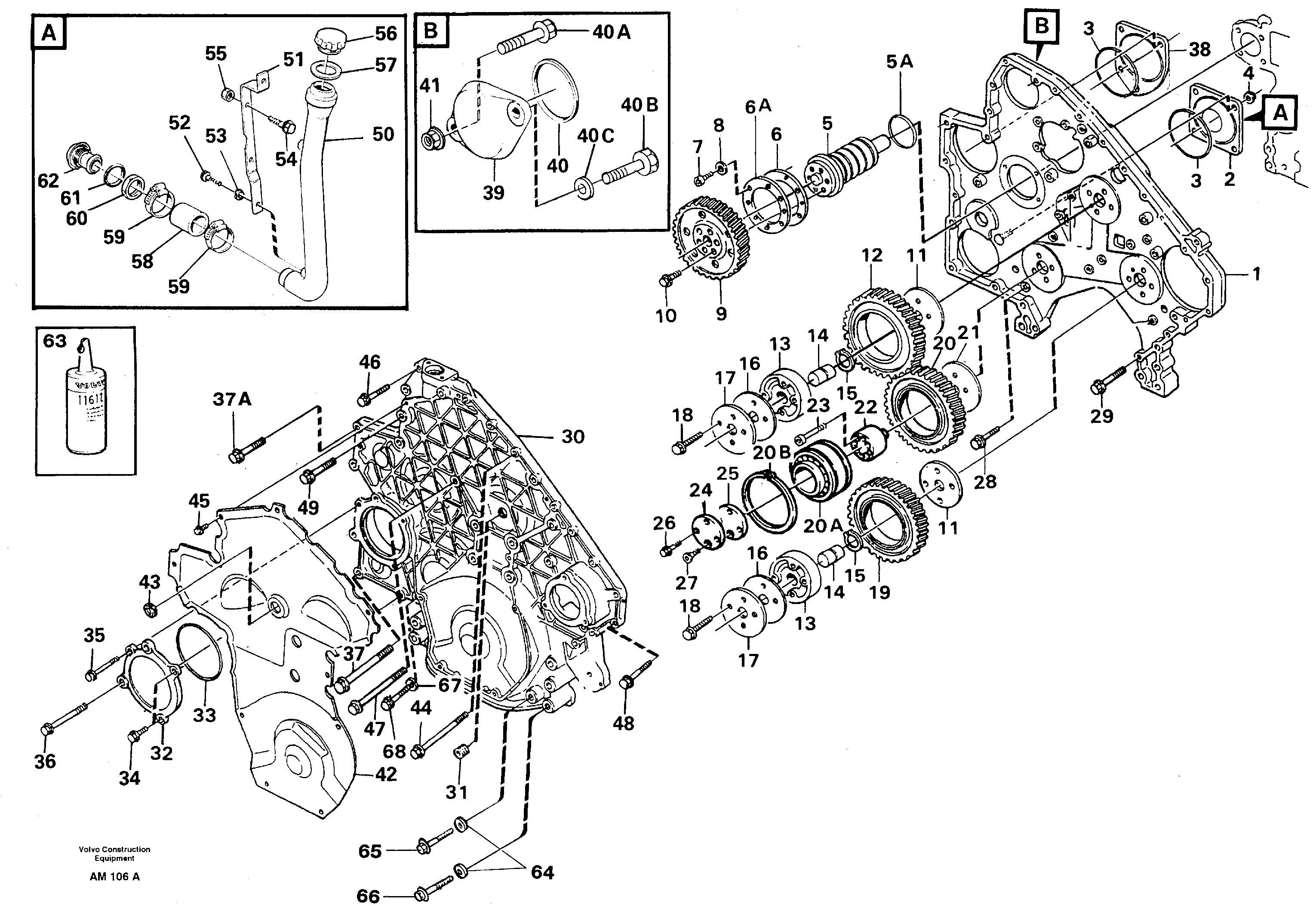 Timing gear casing and gears — volvo parts diagram