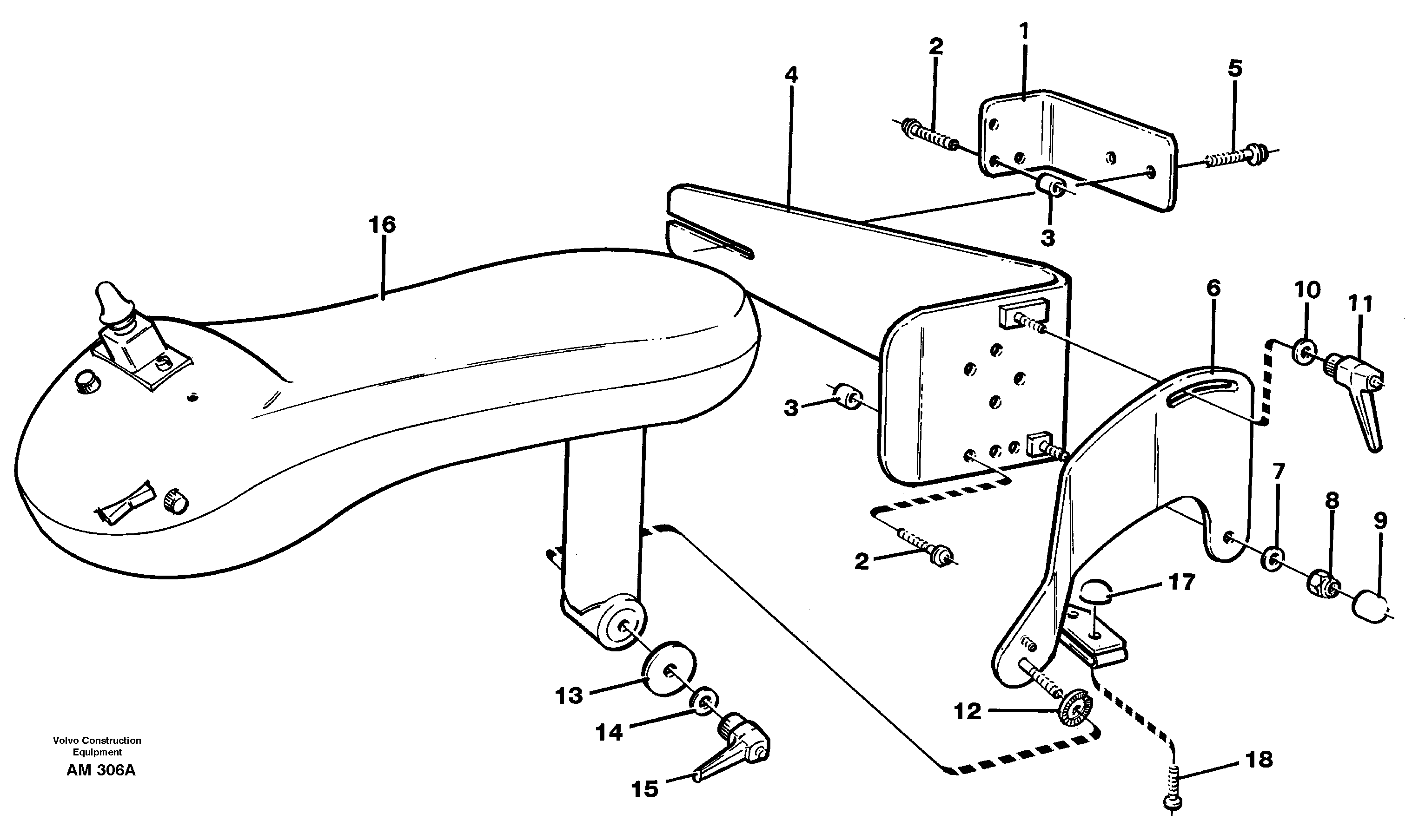 Cdc-steering, armrest, mounting  94619 — volvo parts diagram