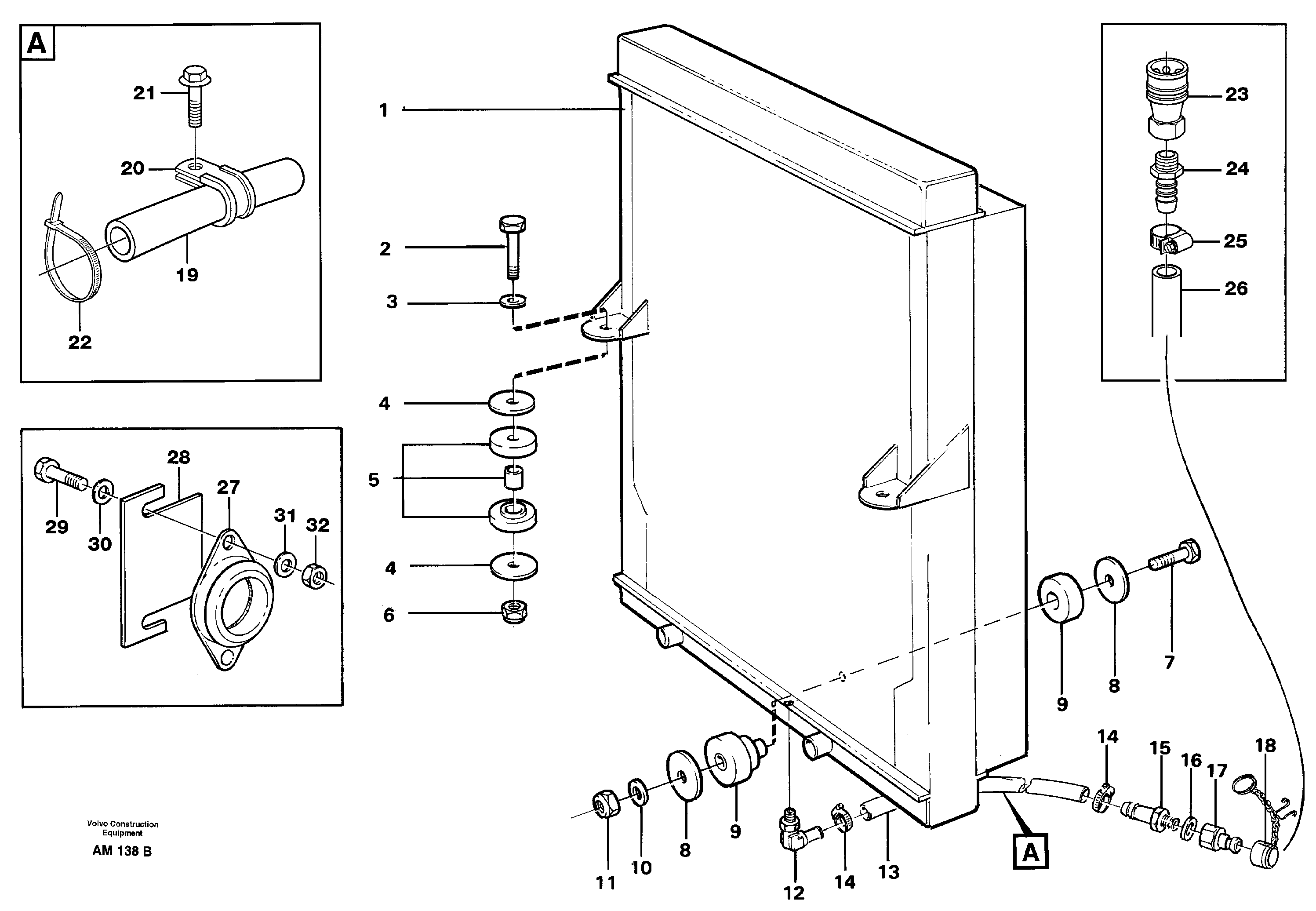 Radiator with fitting parts — volvo parts diagram