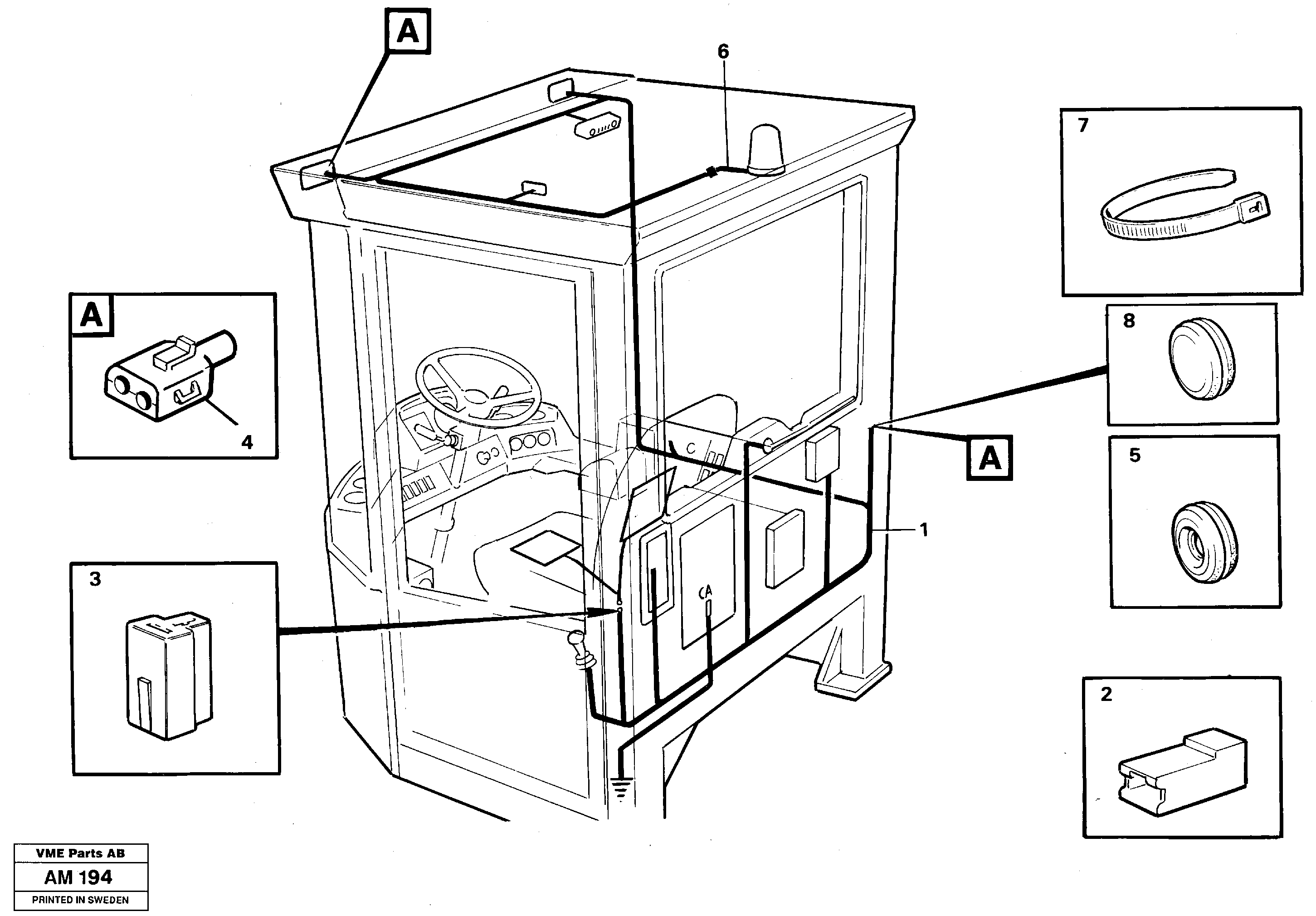 Cable harnesses, cab — volvo parts diagram