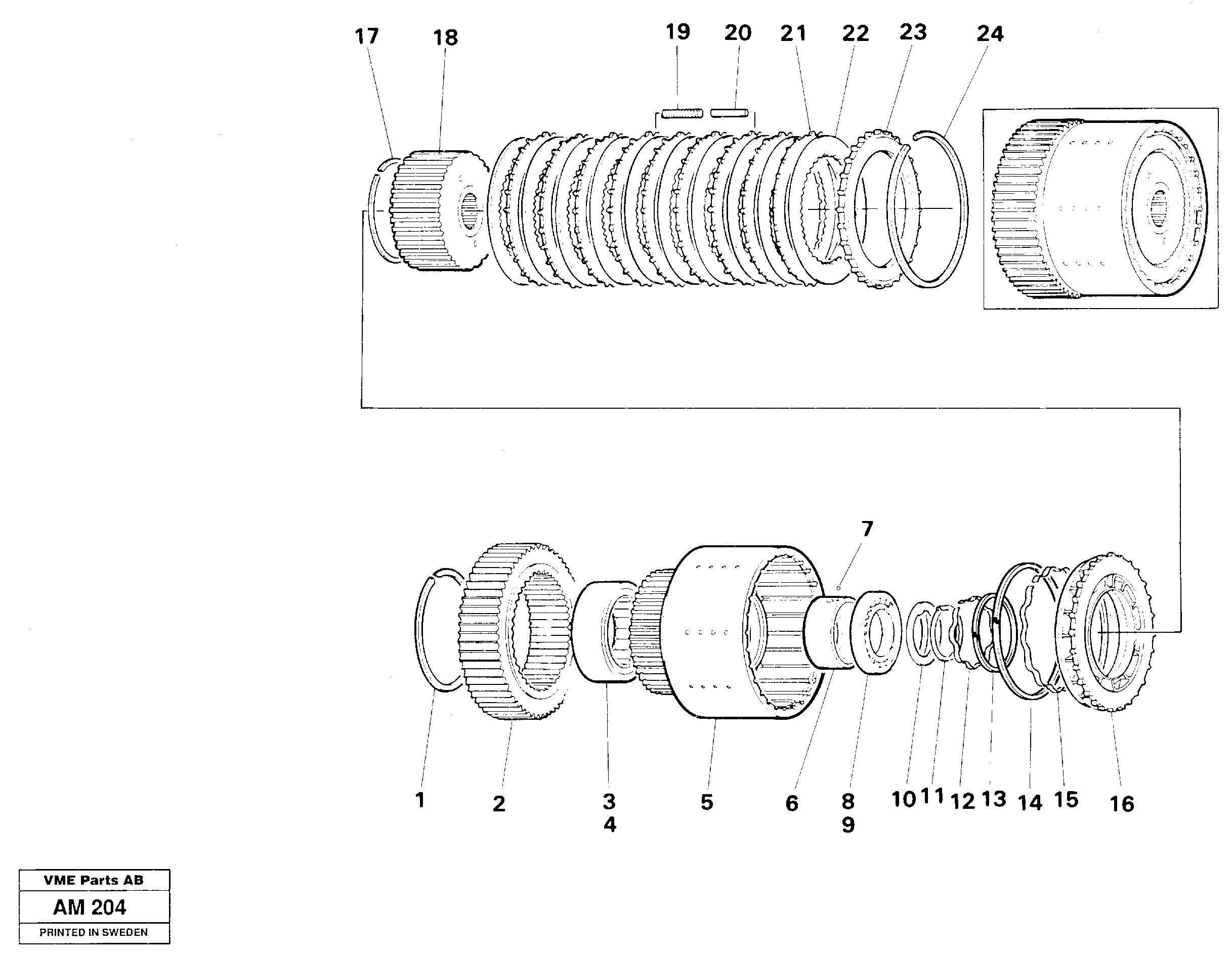 Clutch drum, First & second — volvo parts diagram