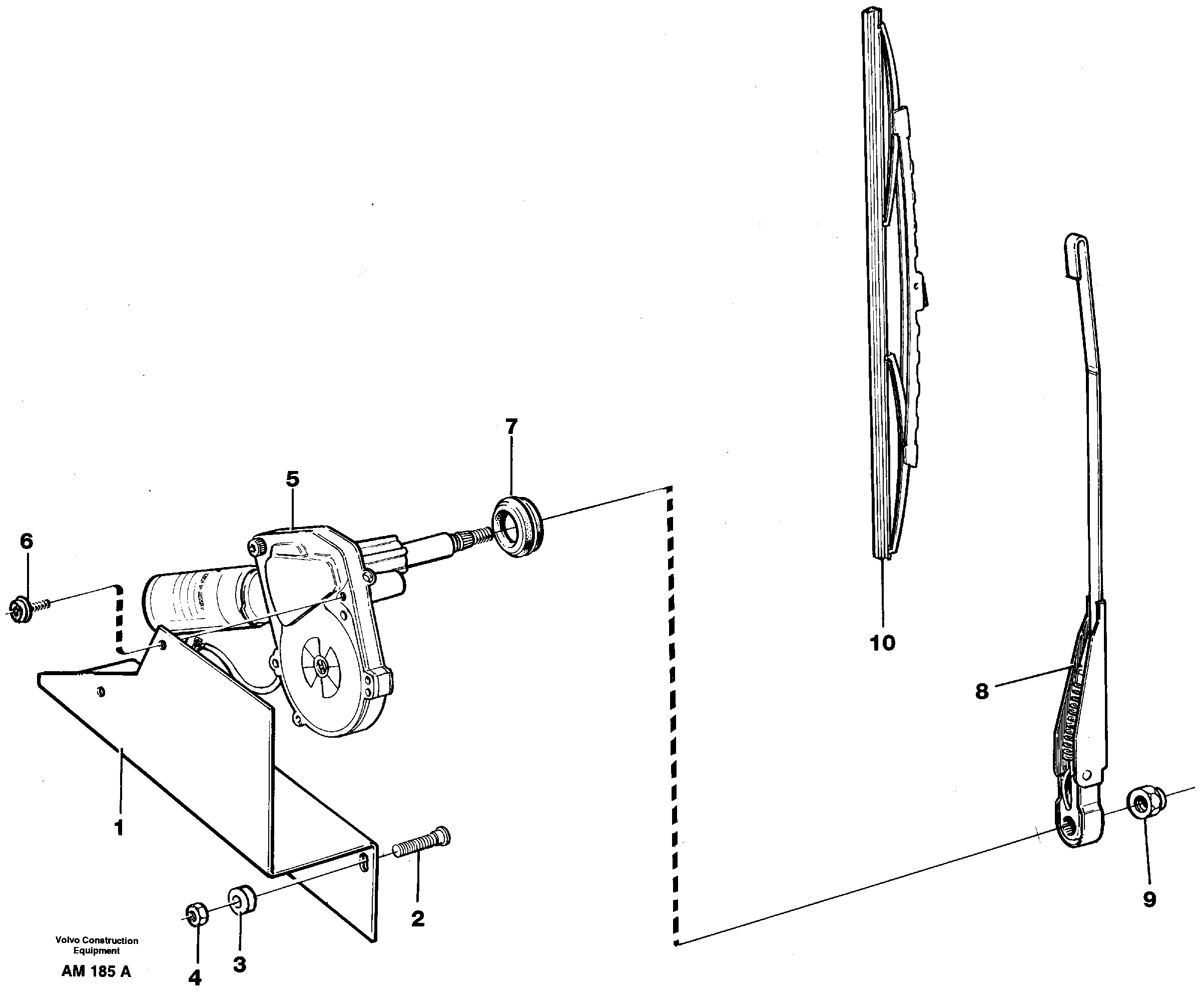 Windshield wiper, rear — volvo parts diagram