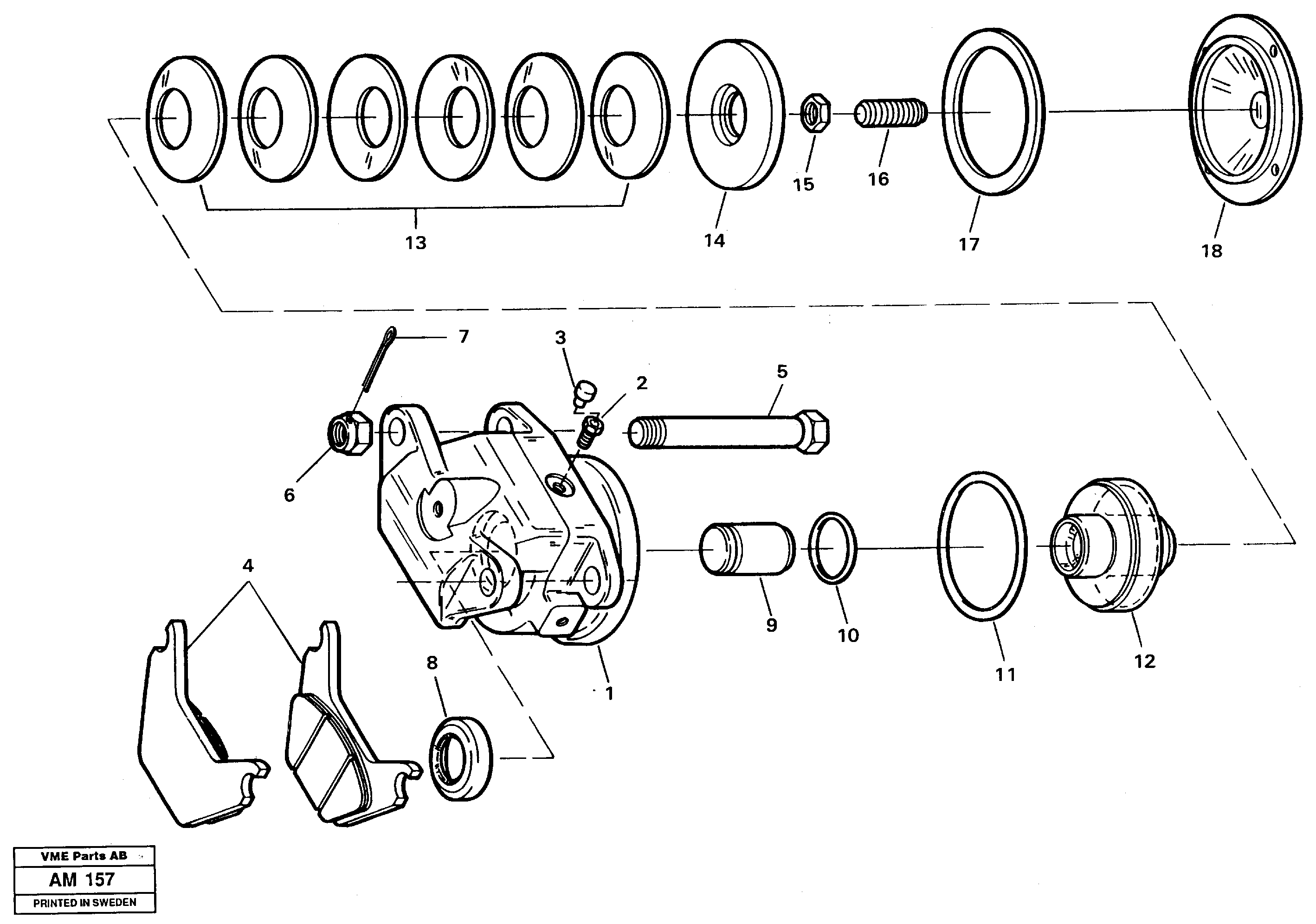 Parking brake, brake cylinder — volvo parts diagram