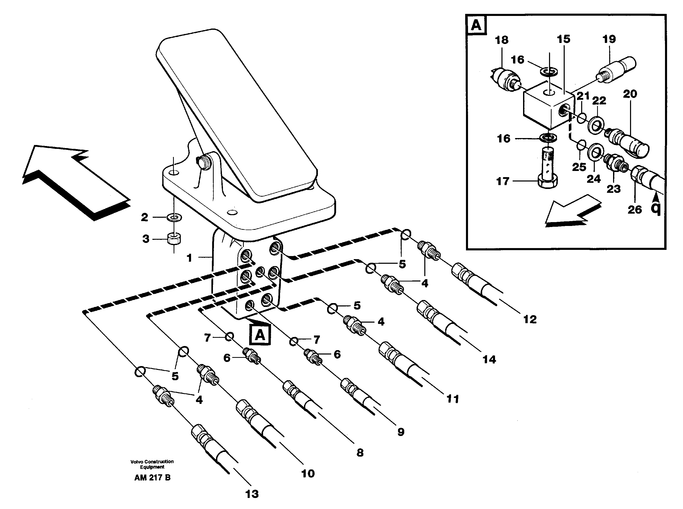 Footbrake valve, mounting — volvo parts diagram