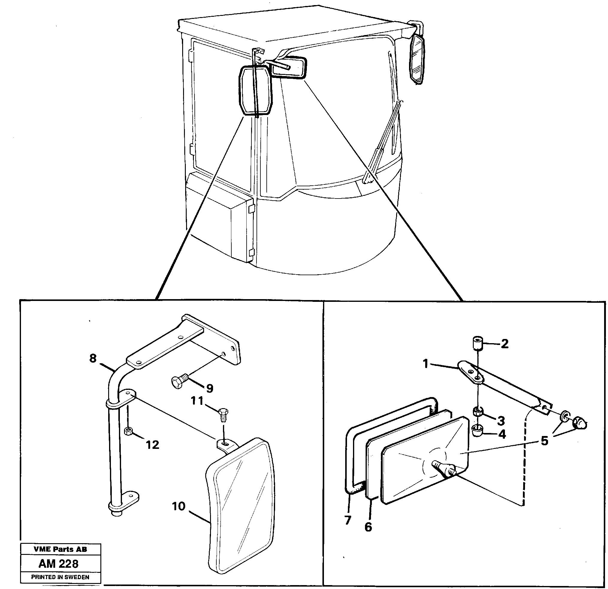 Rear view mirror — volvo parts diagram