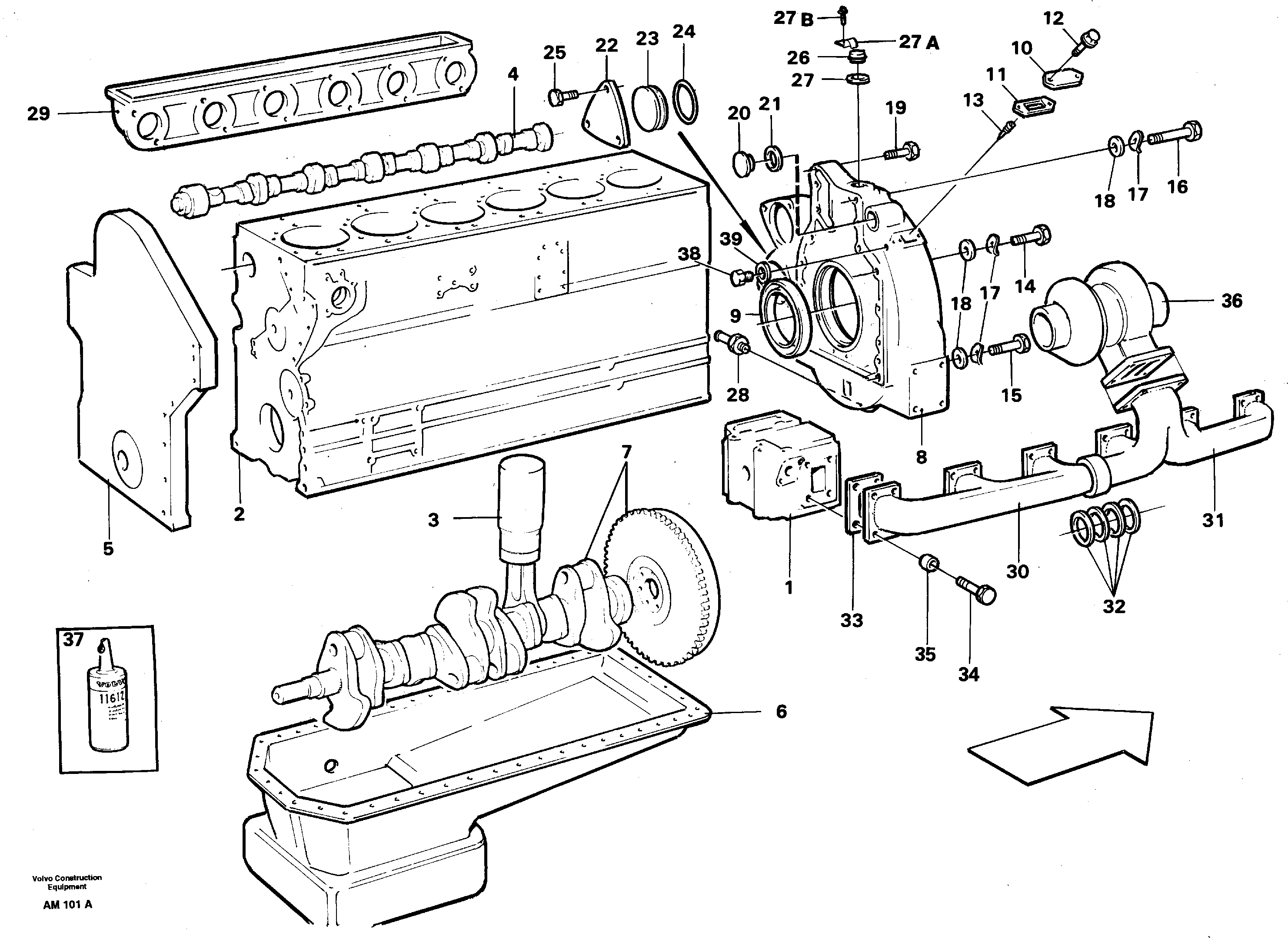 Engine with fitting parts — volvo parts diagram