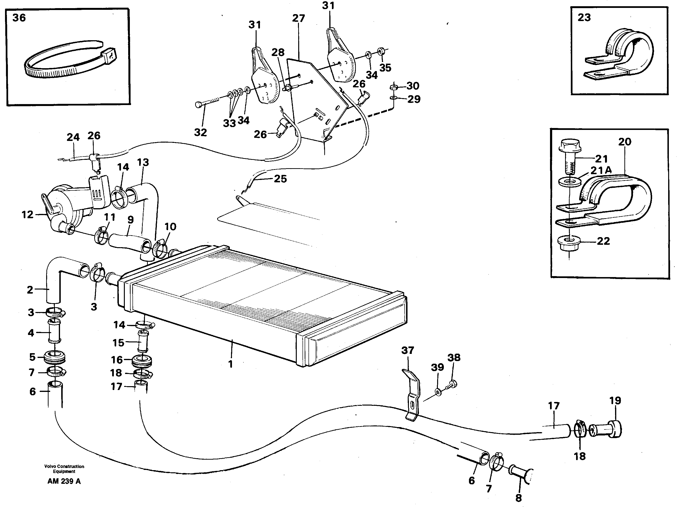 Radiator and control — volvo parts diagram