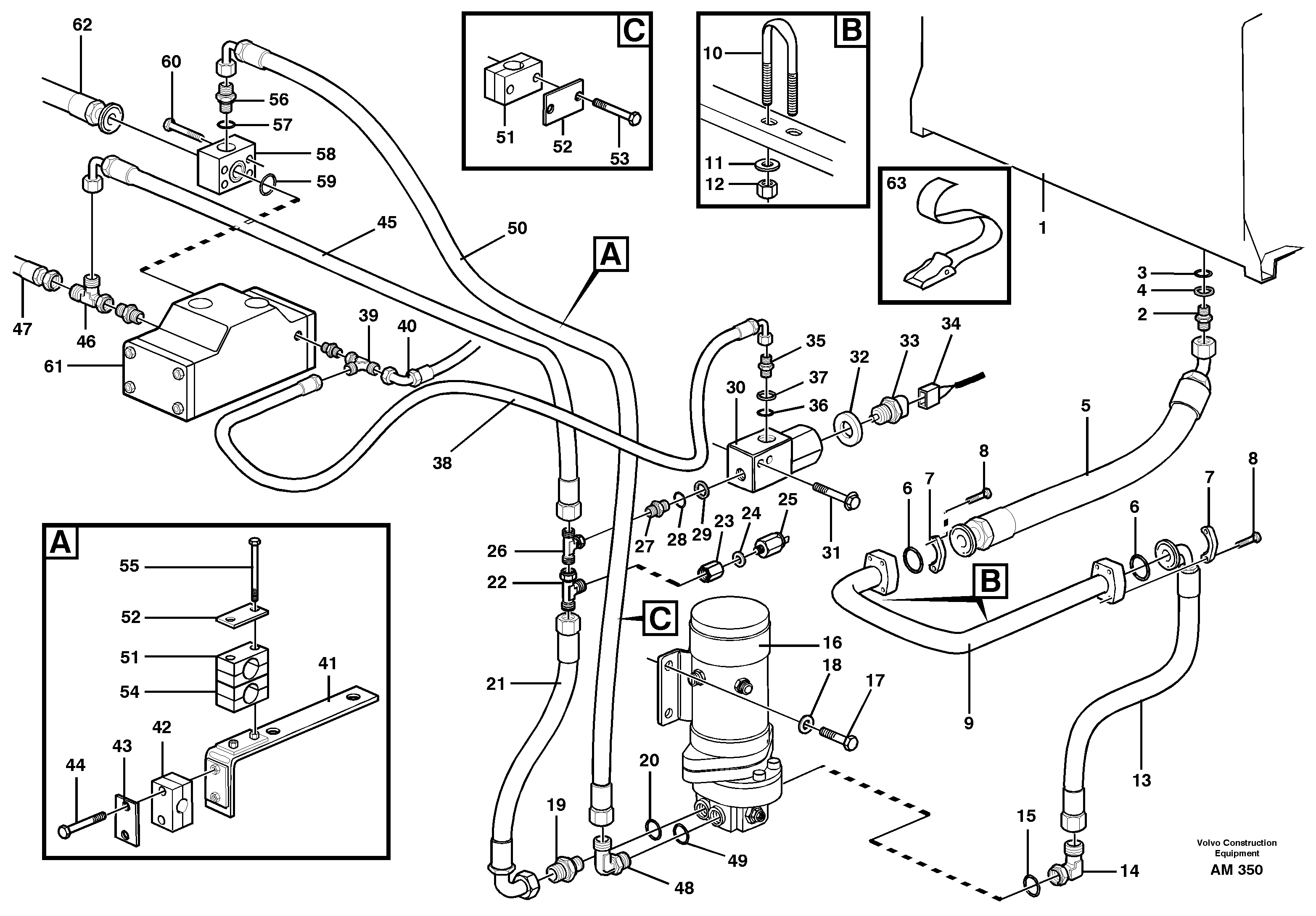 Secondary steering system.  94612 — volvo parts diagram