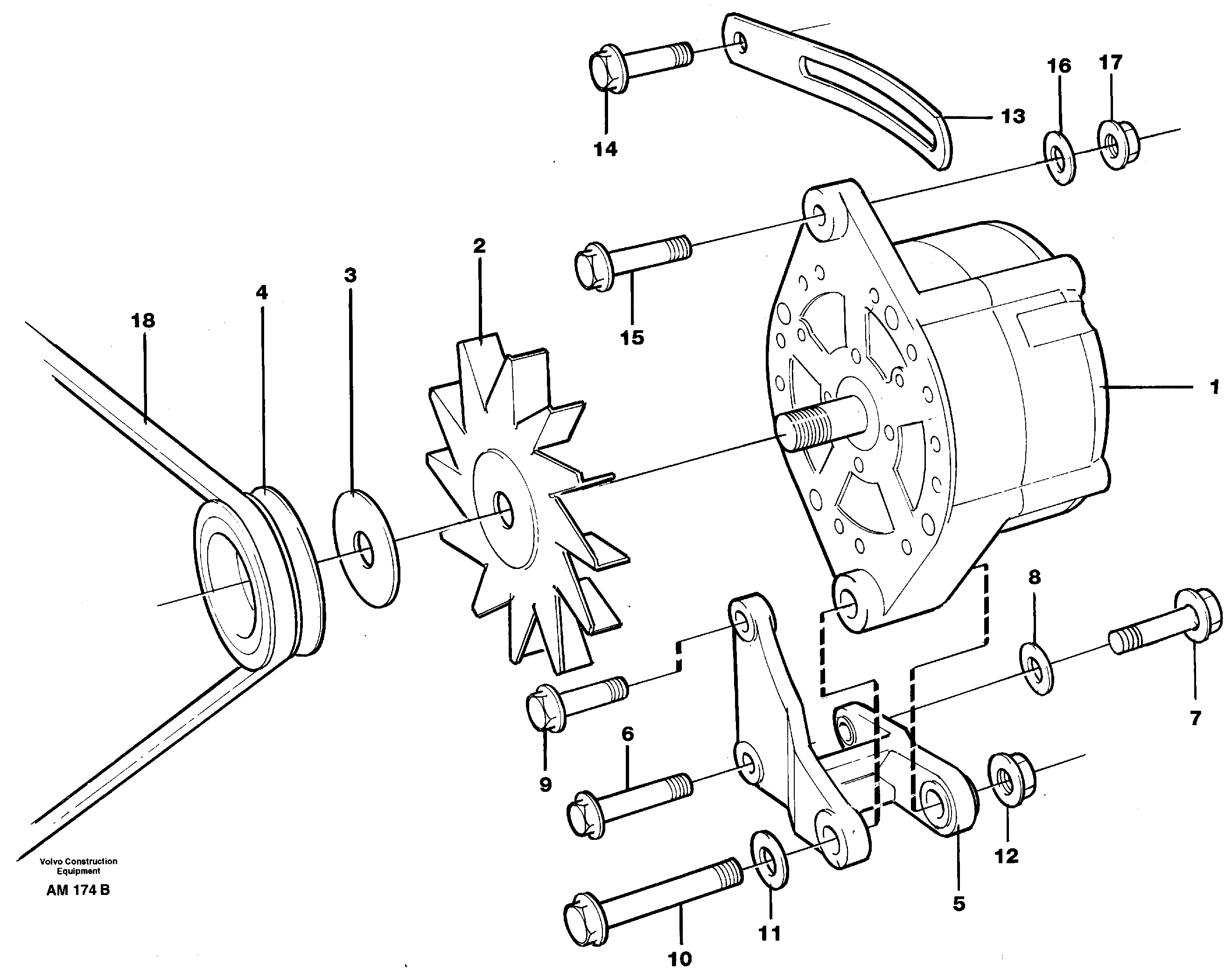 Alternator with assembling details — volvo parts diagram