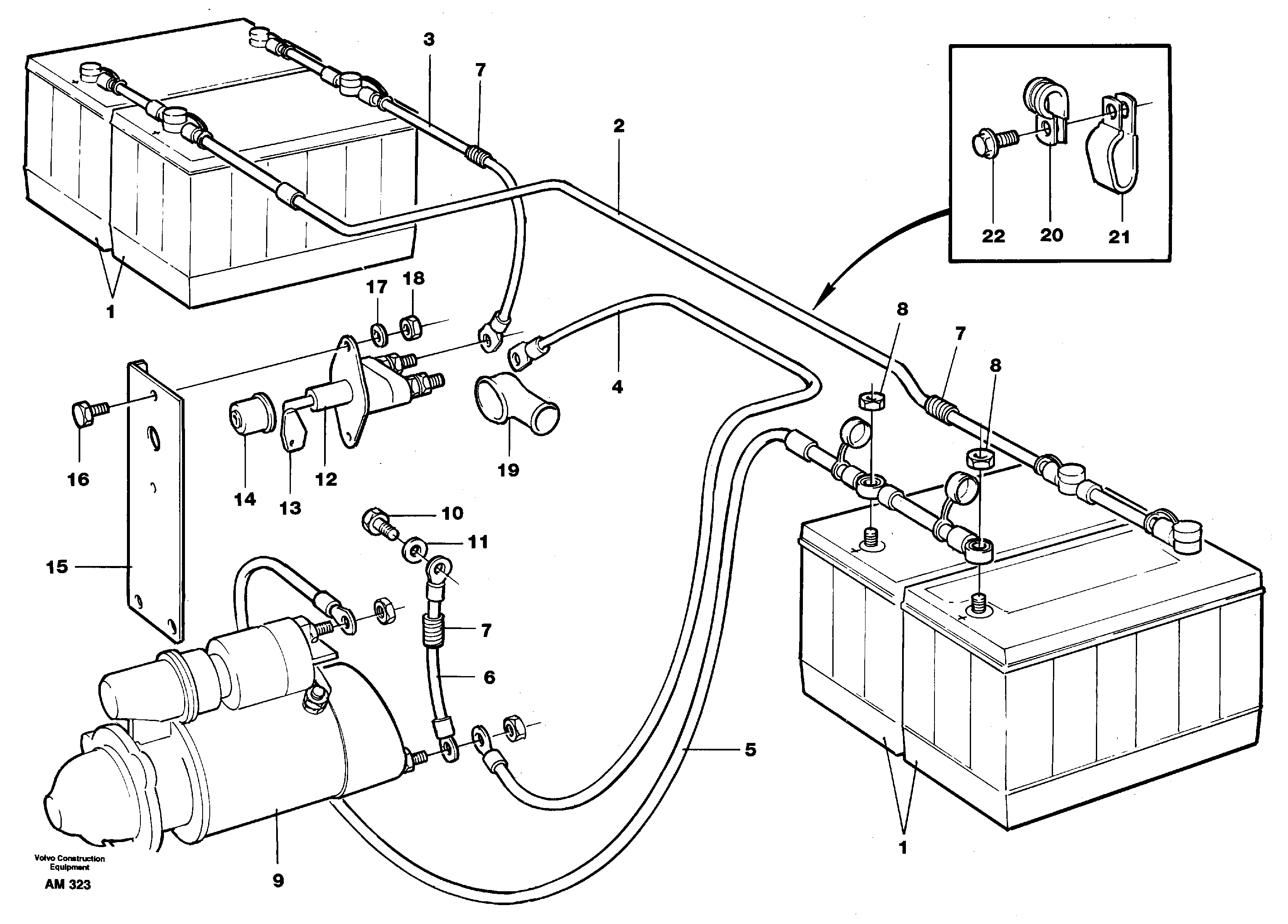 Battery with assembling details  SER NO 60155 - — volvo parts diagram