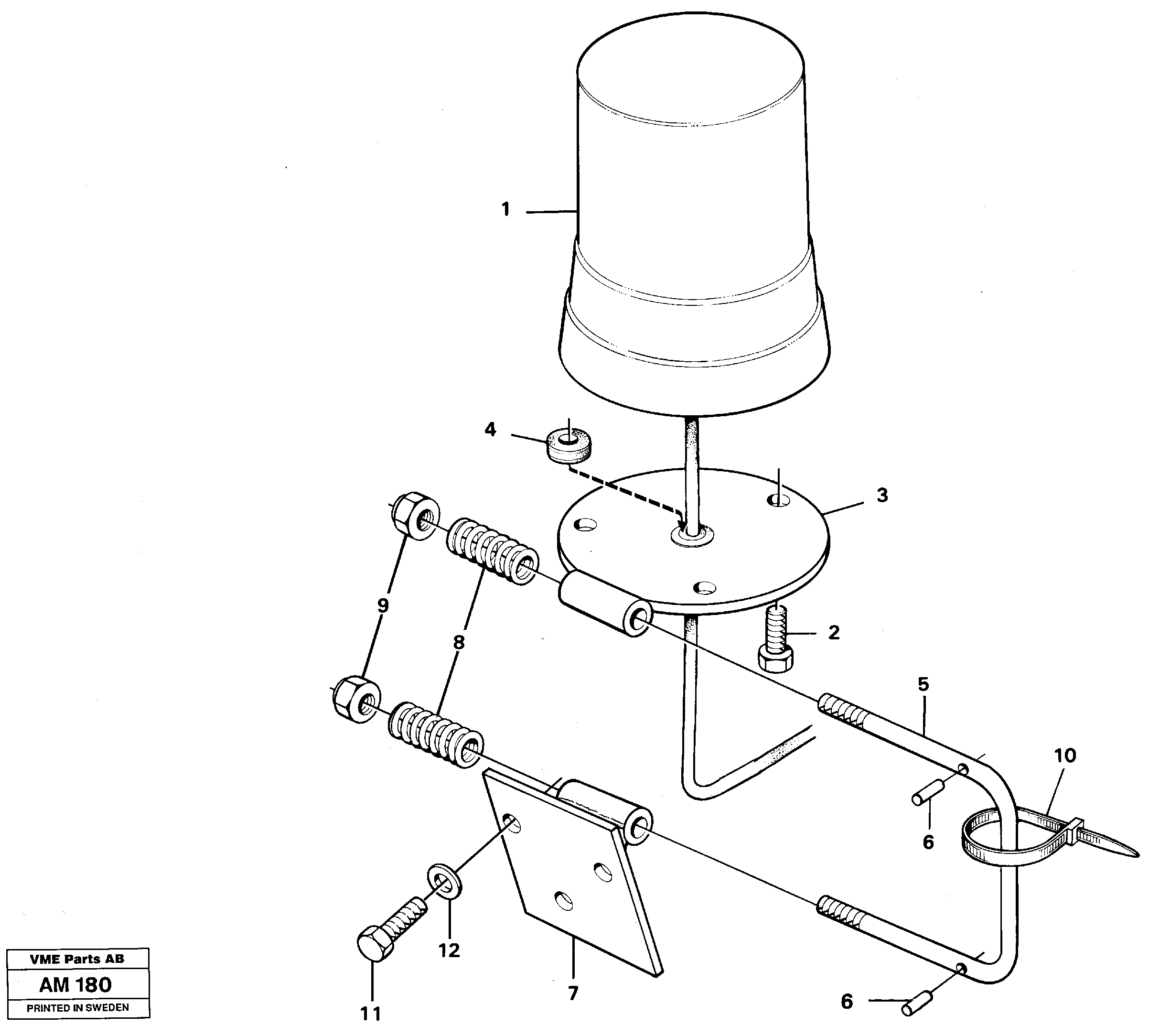 Revolving warning light.  91896 — volvo parts diagram