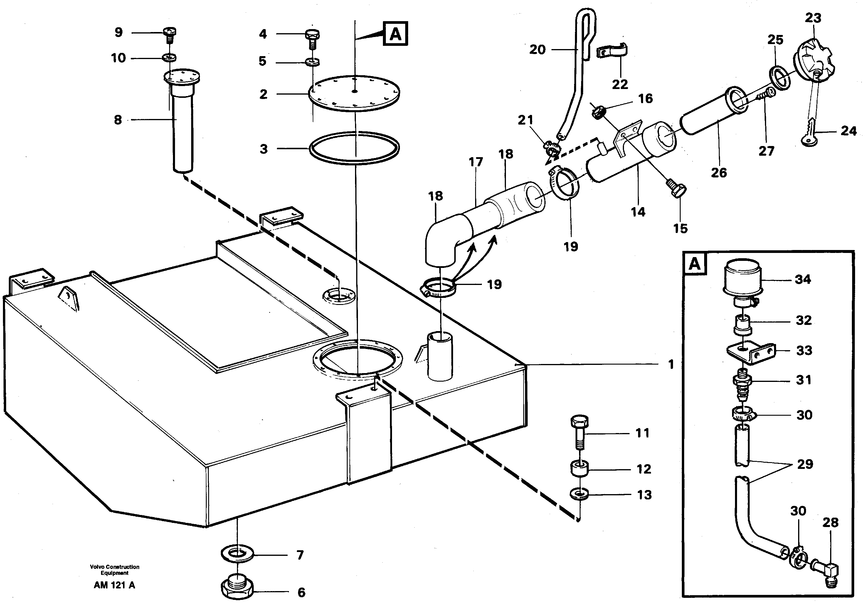 Fuel tank with fitting parts — volvo parts diagram