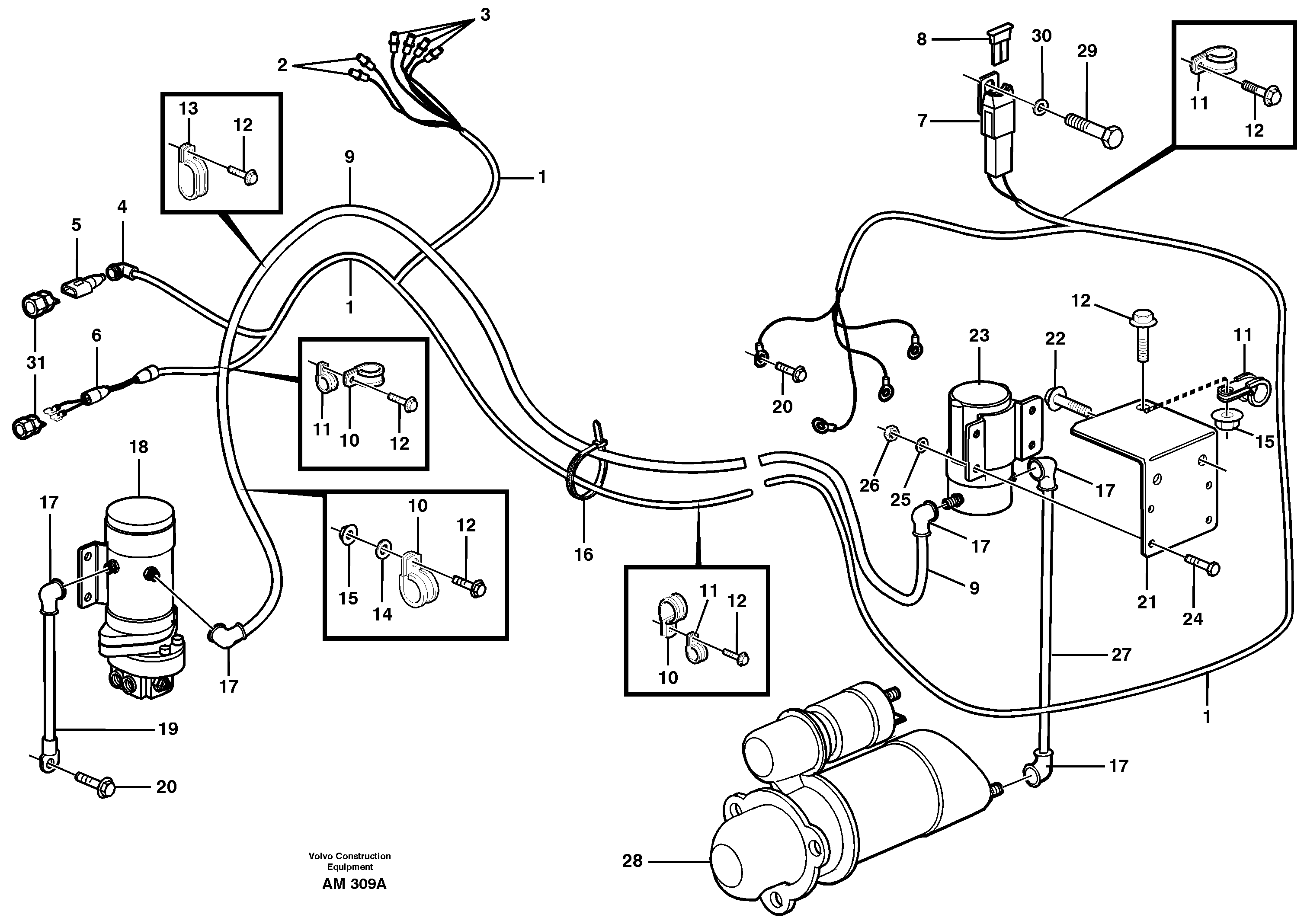 Cable harness, secondary steering system.  94612 — volvo parts diagram