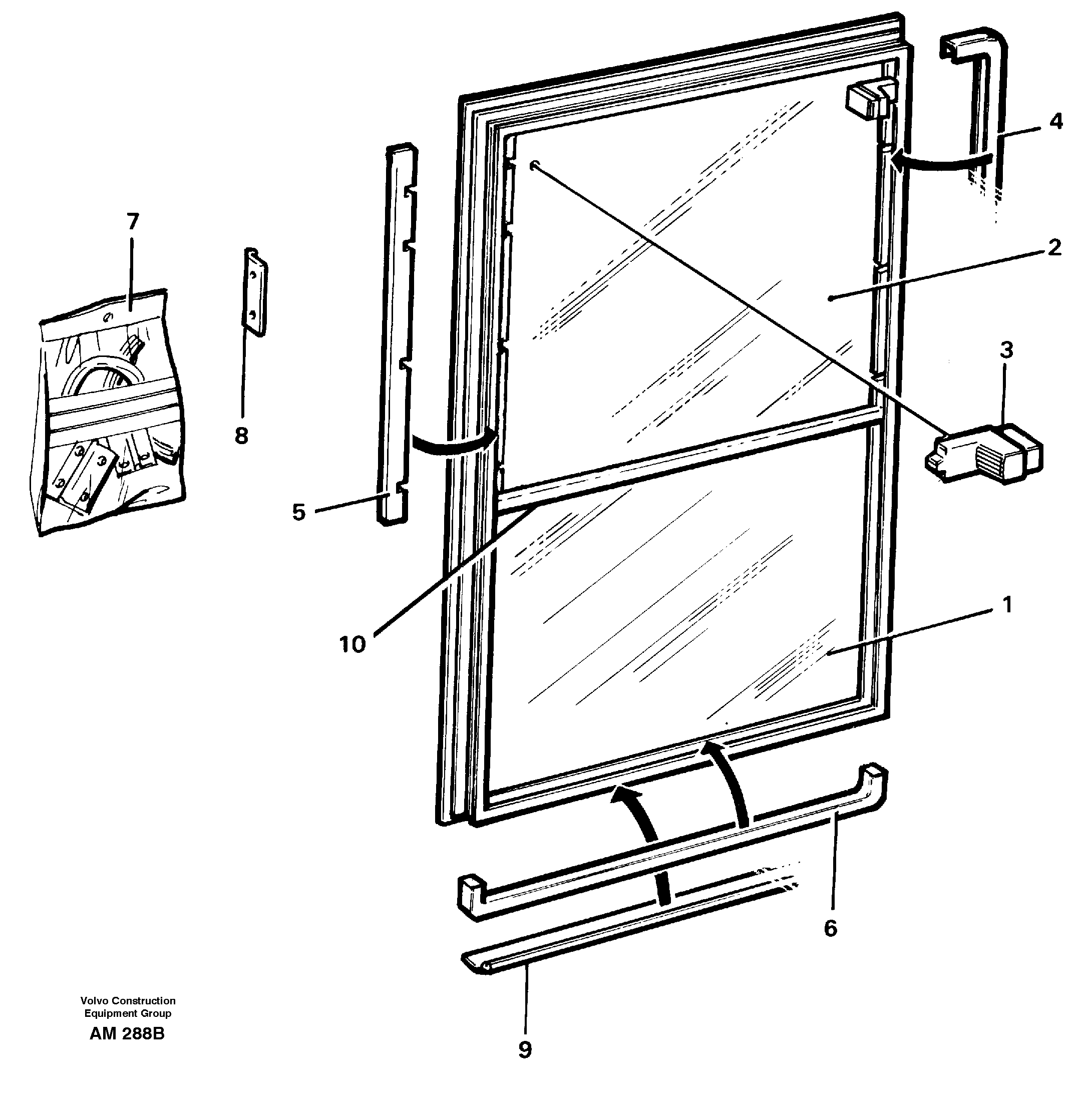 Sliding window  92028 LH,  94824 RH — volvo parts diagram