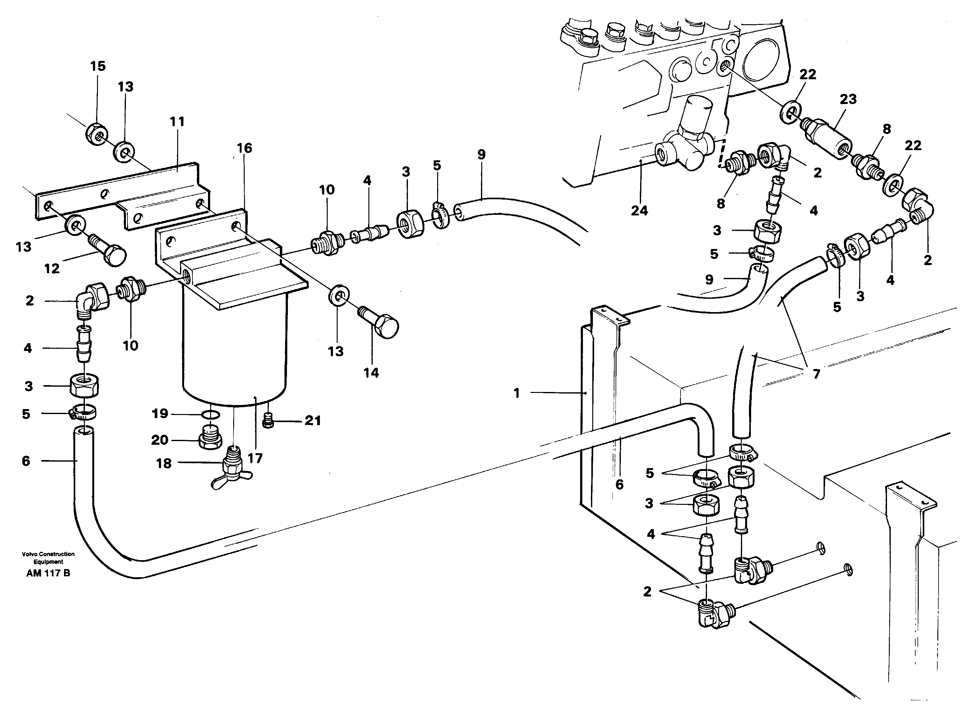 Fuel pipes: fuel tank - injection pump — volvo parts diagram