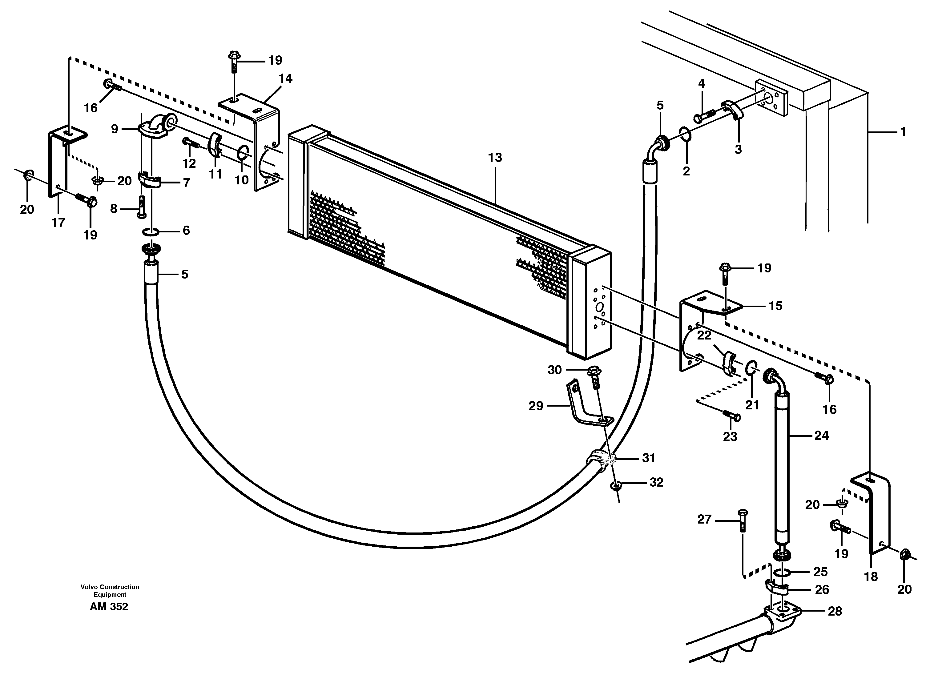 Hydraulic oil cooler  93803 — volvo parts diagram