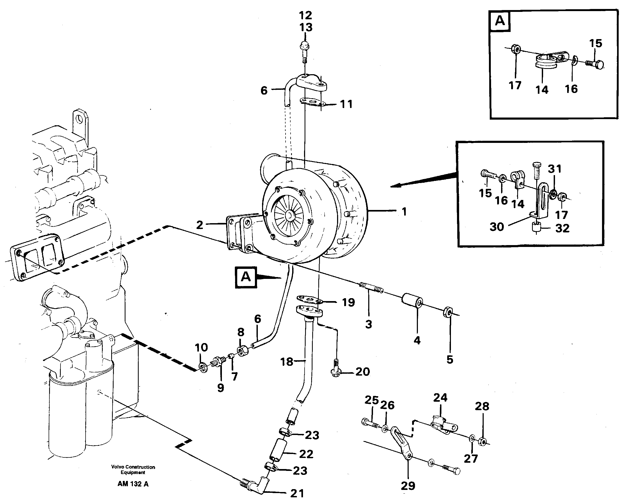 Turbocharger with fitting parts — volvo parts diagram