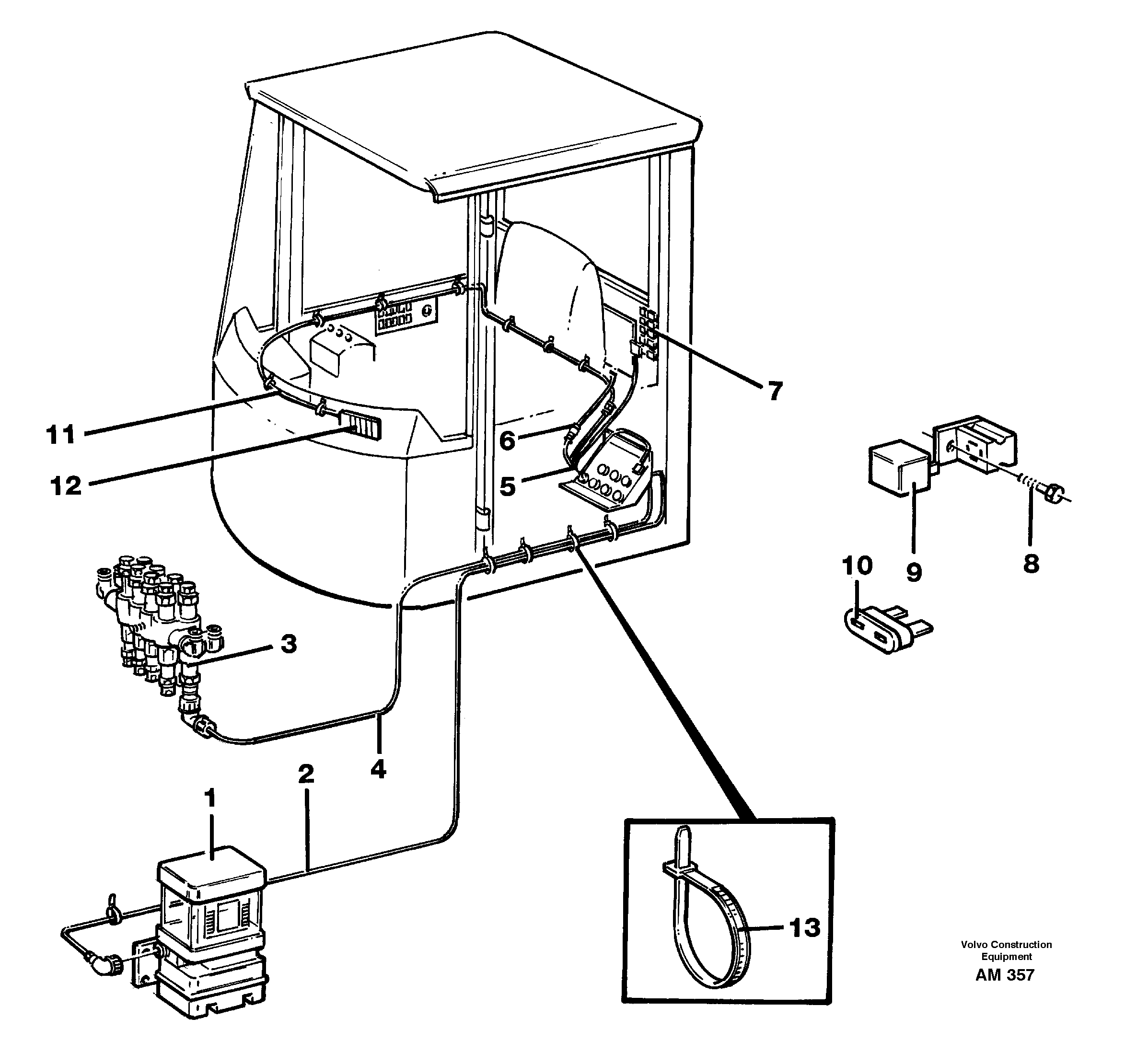 Cable harness for central lubrication  94930 — volvo parts diagram