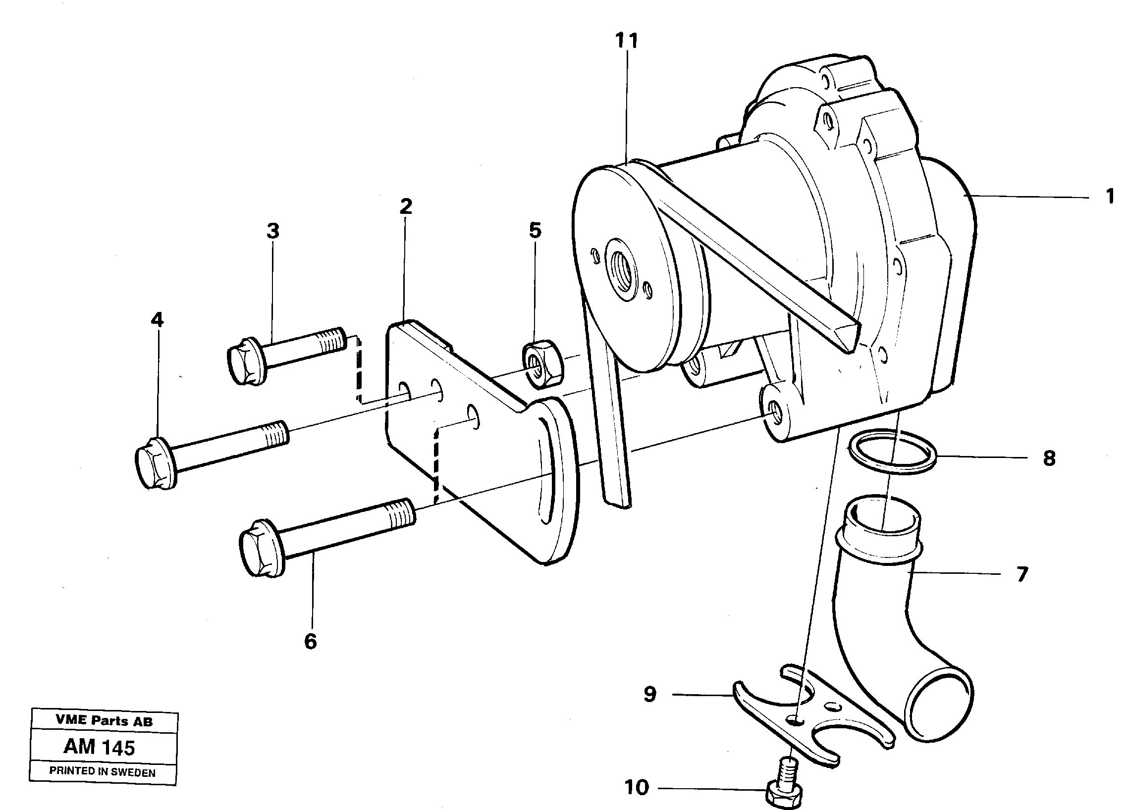 Extra water pump with fitting parts — volvo parts diagram