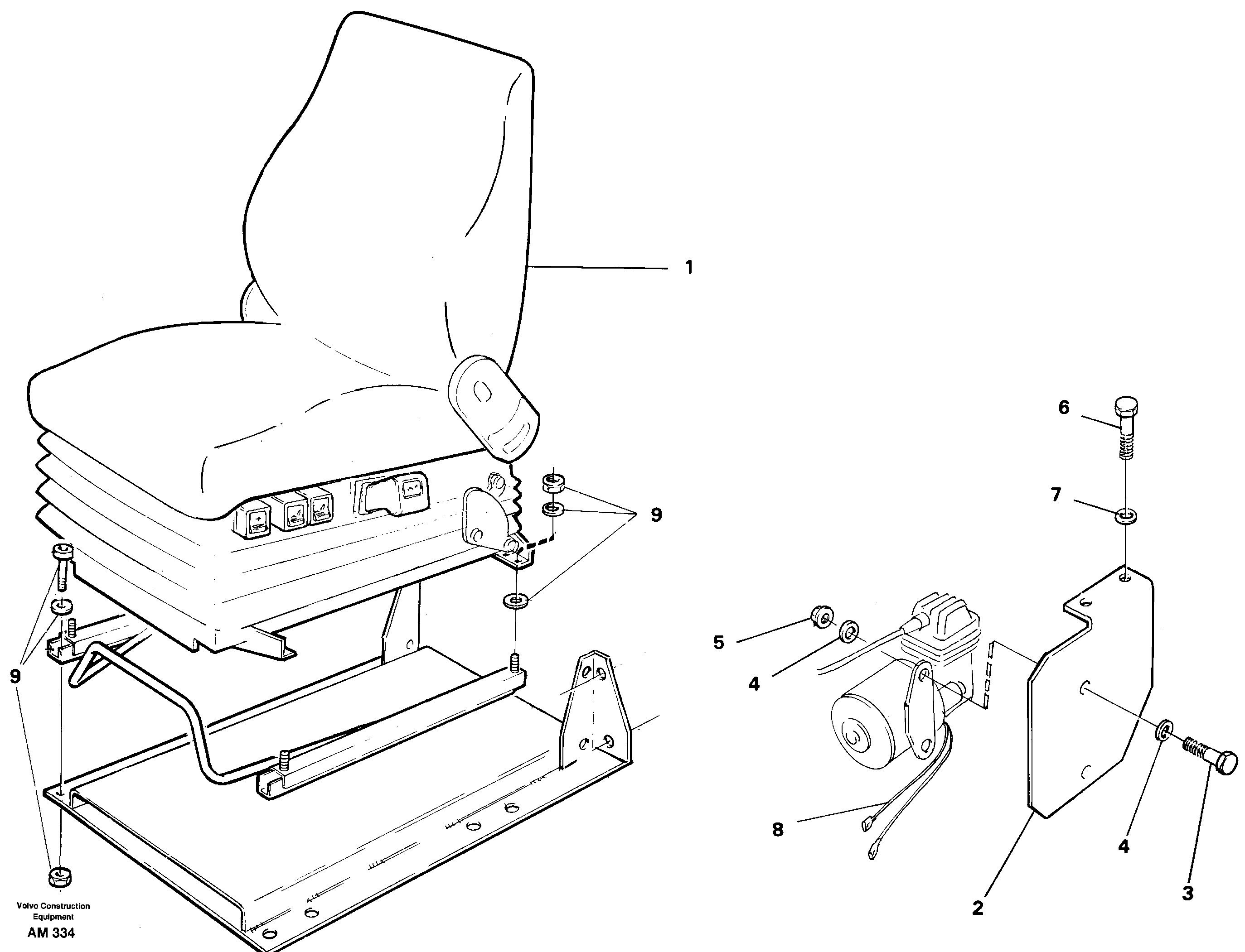 Driver's seat, air suspensioned Isri  92405, 94907, 94914 — volvo parts diagram
