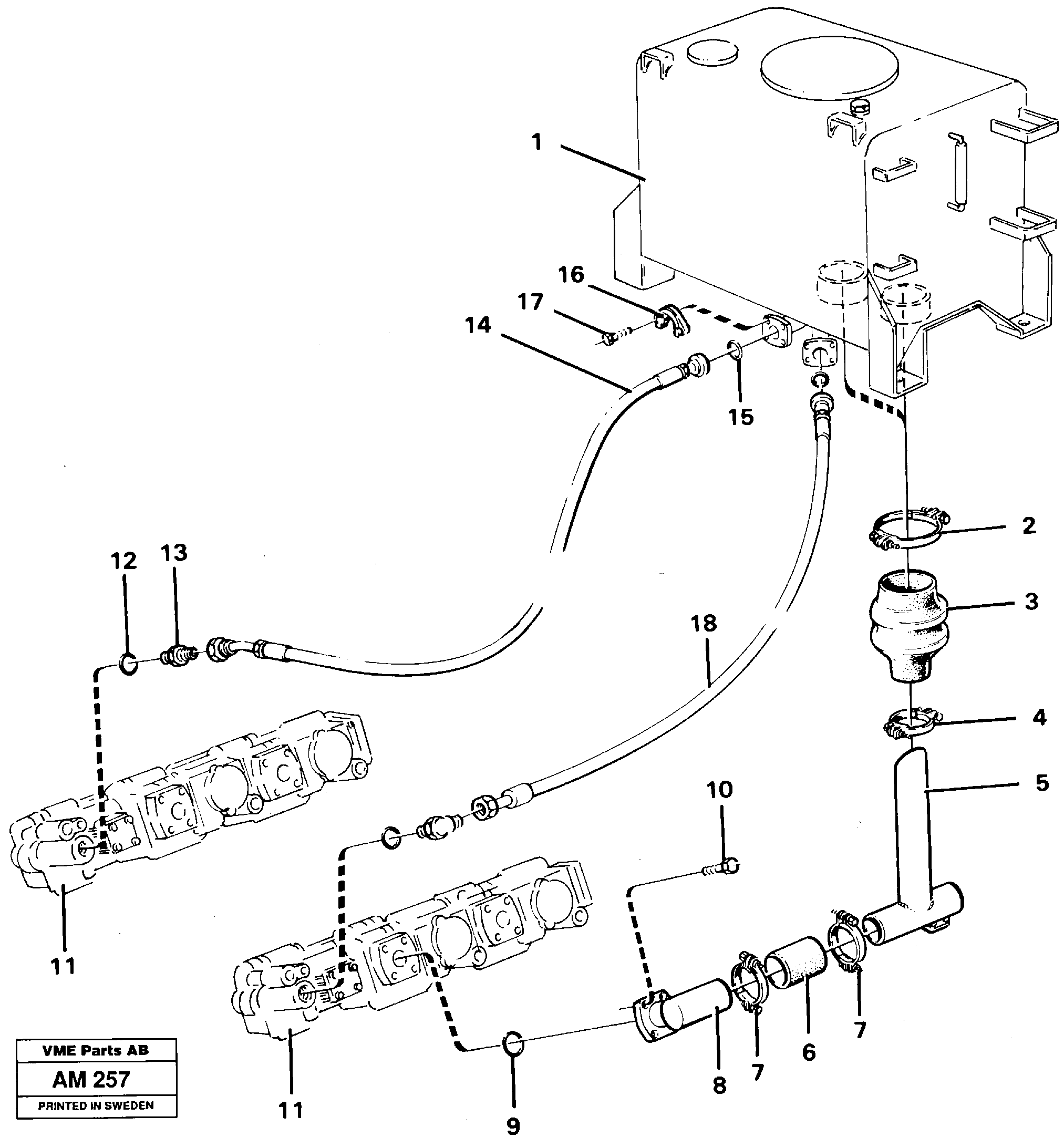 Hydraulic system: suction line,pump — volvo parts diagram