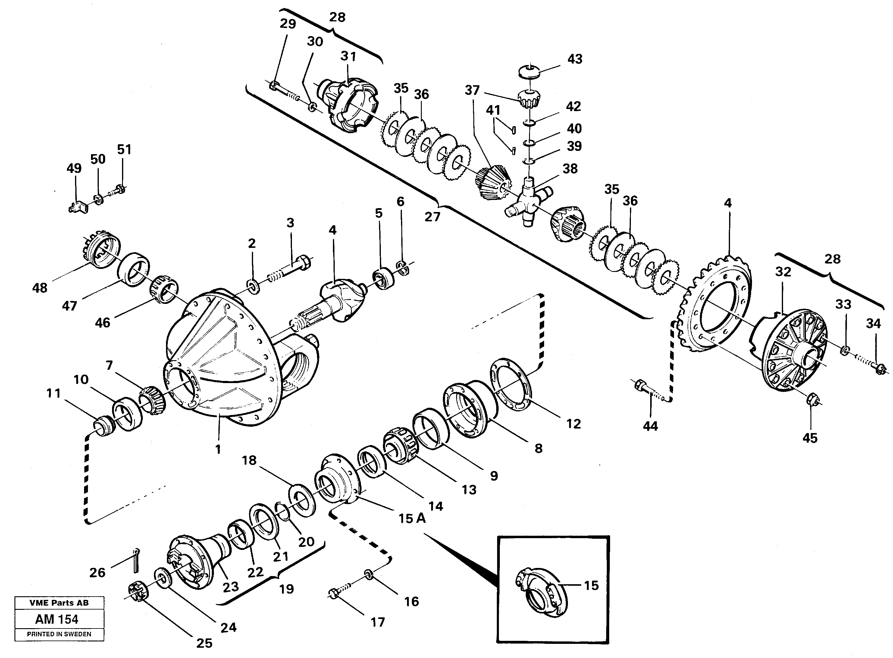 Differential carrier, forward / rear — volvo parts diagram