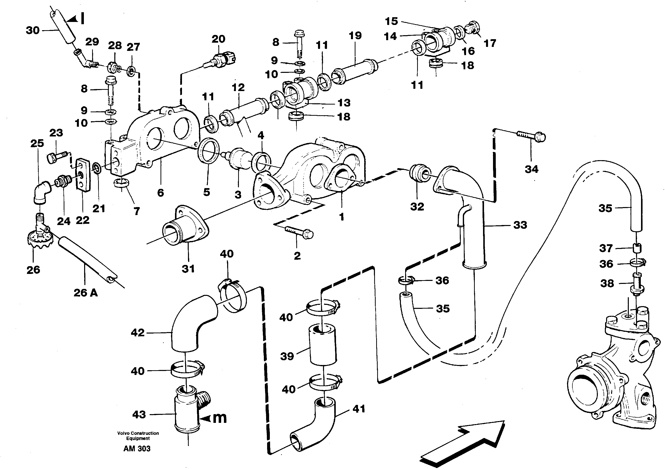 Thermostathousing with fitting parts  SER NO 60071 - — volvo parts diagram