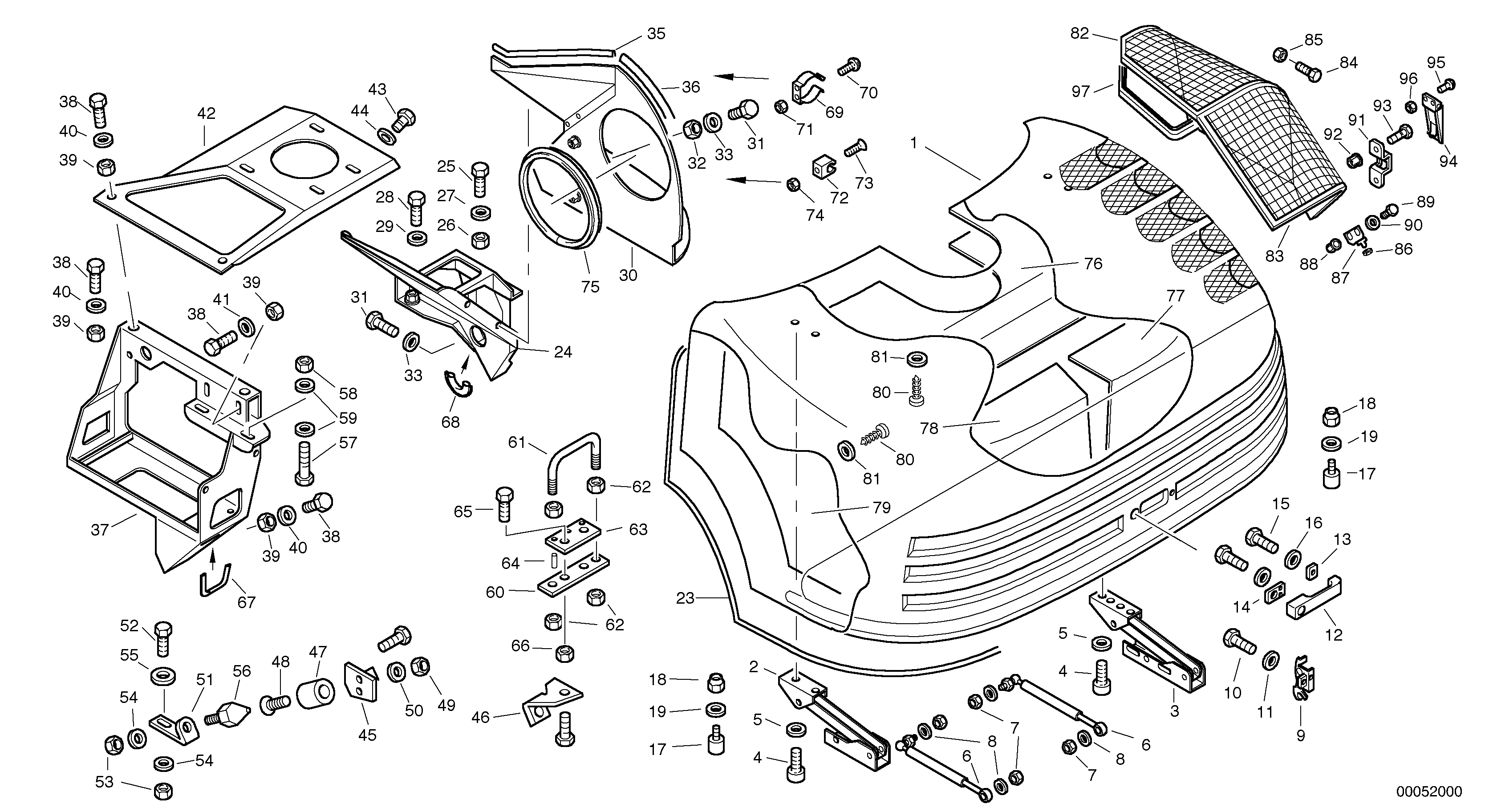 Engine hood — volvo parts diagram