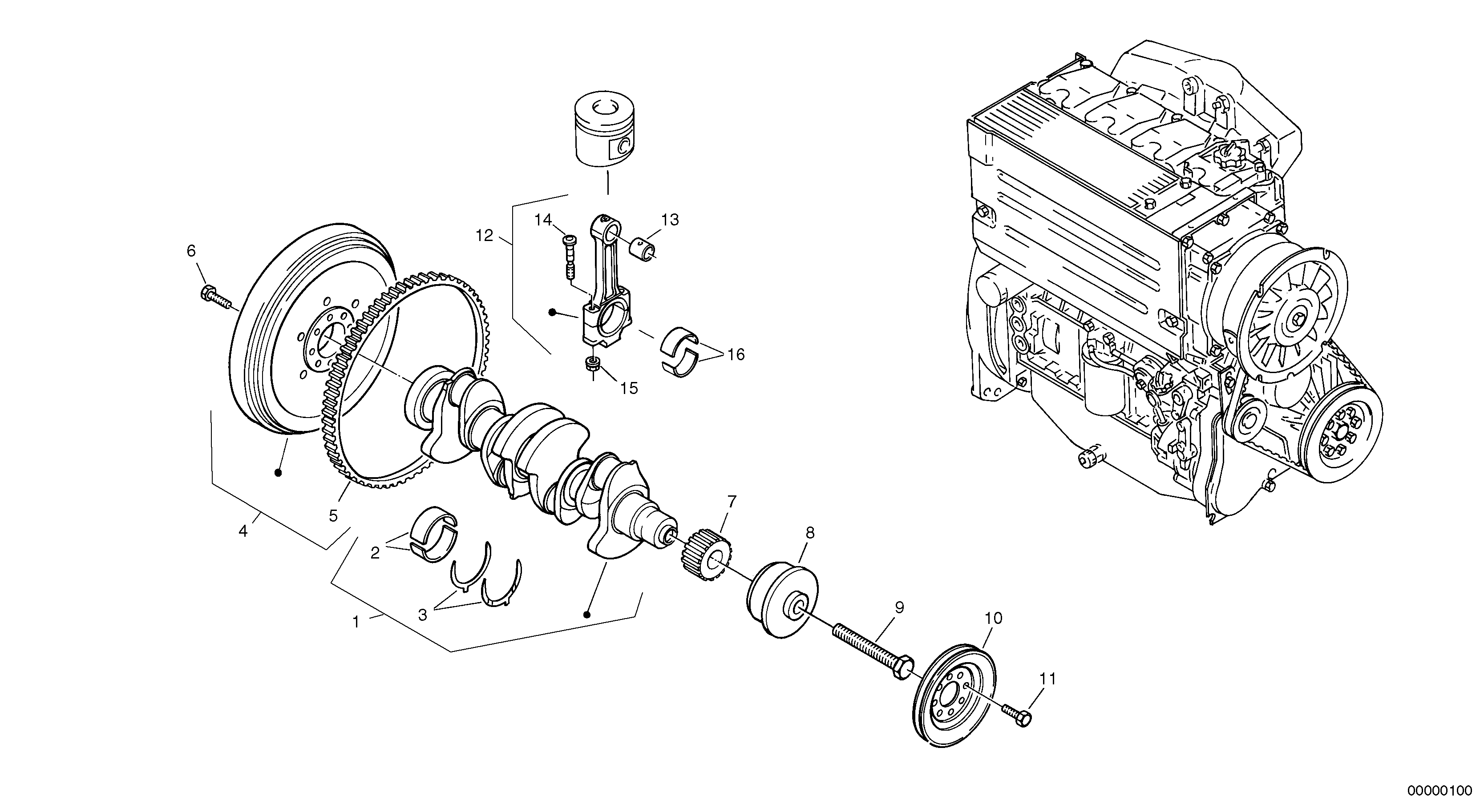 Crankshaft — volvo parts diagram