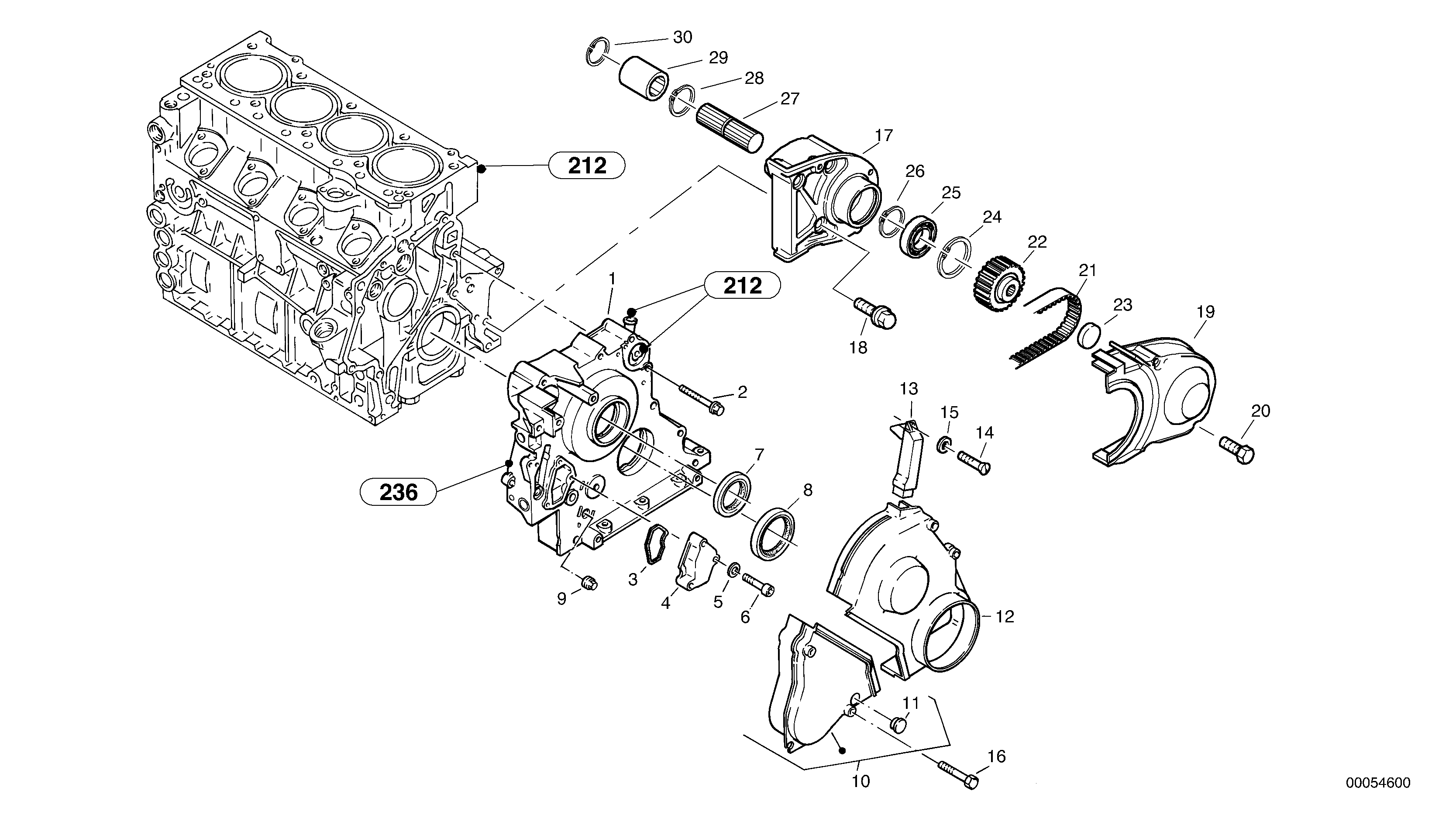 Timing gear housing (front cover) — volvo parts diagram
