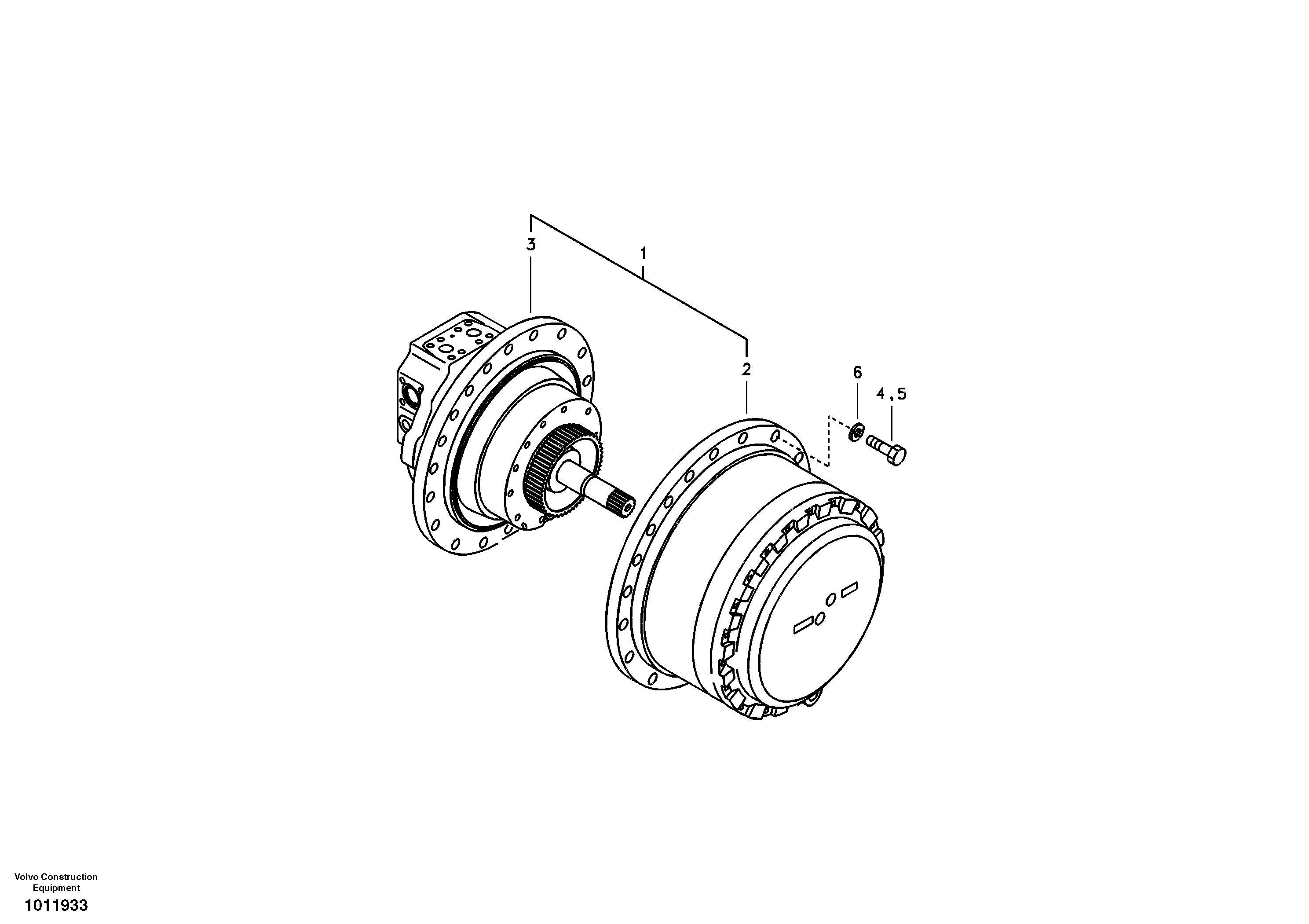 Travel motor with mounting parts — volvo parts diagram