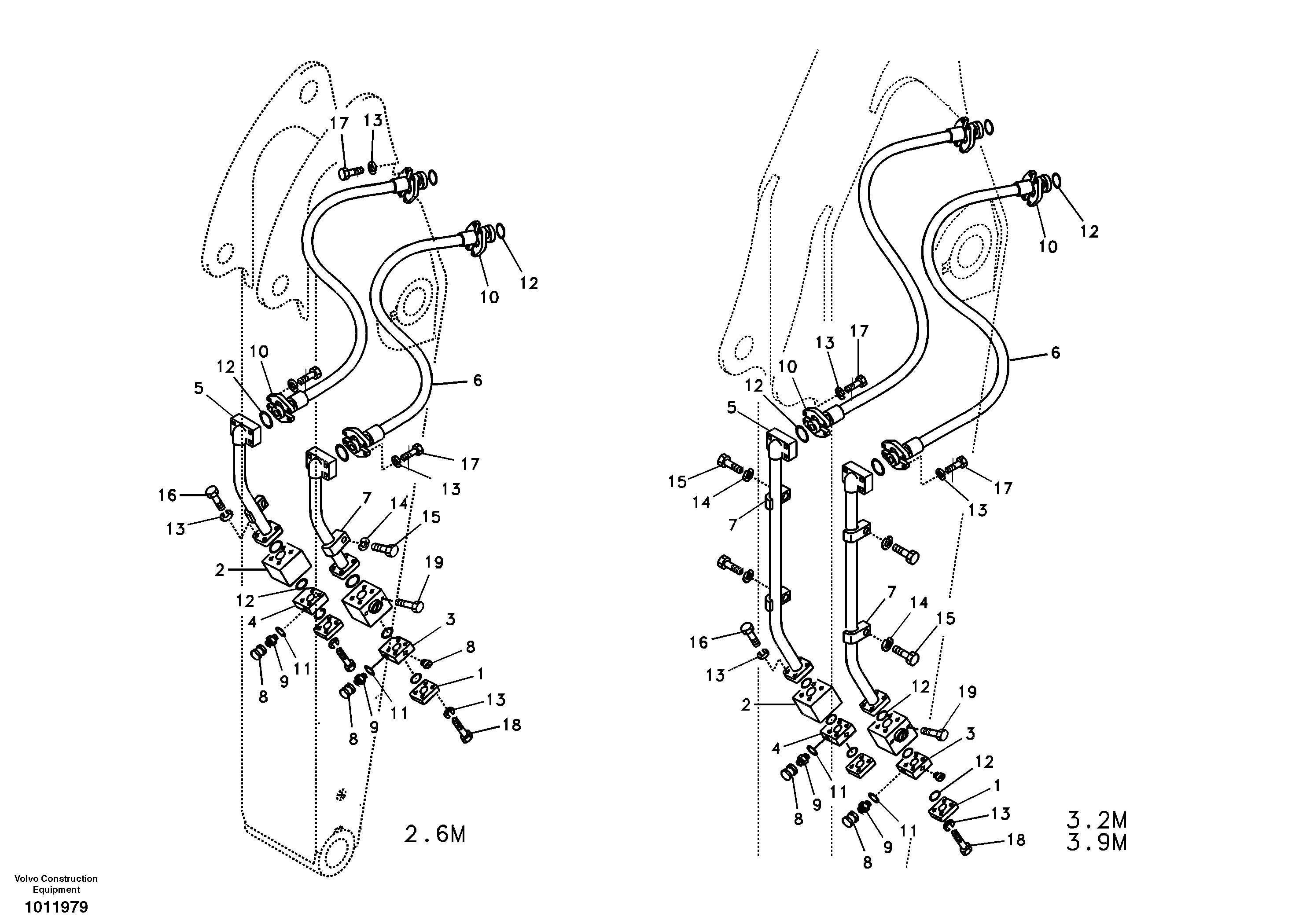 Working hydraulic, hammer and shear for dipper arm — volvo parts diagram